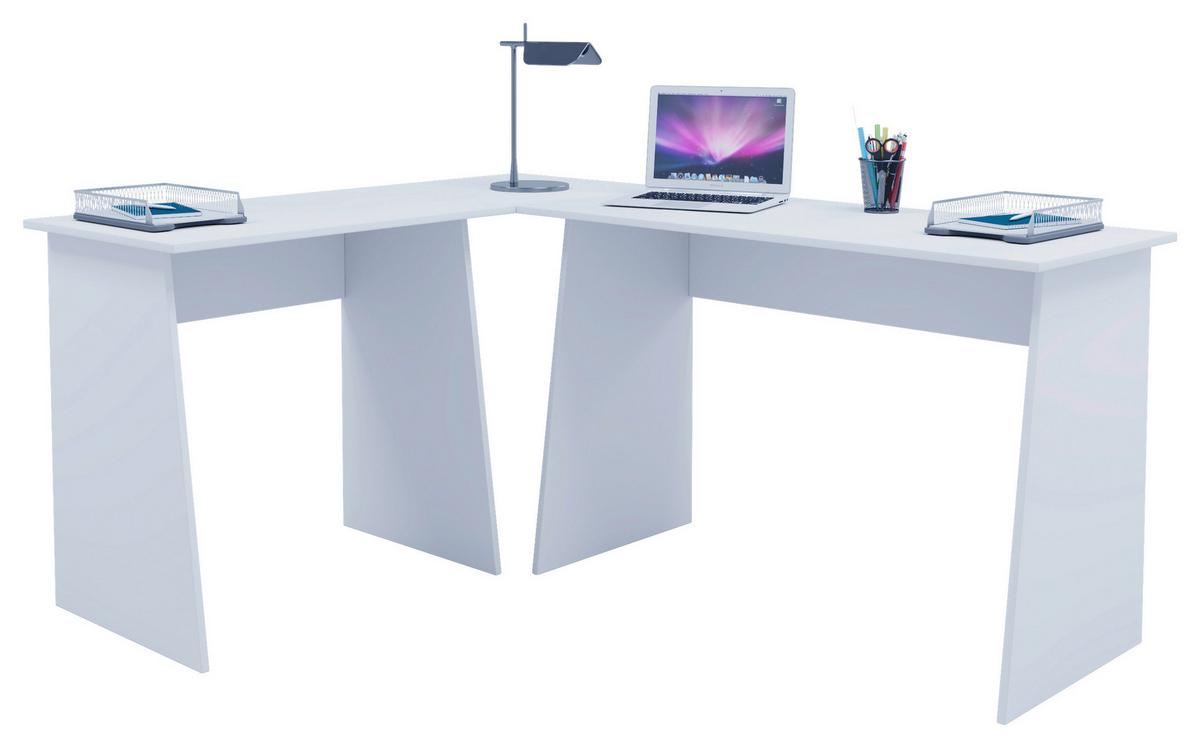 Eckschreibtisch B 135cm H 74cm Masola, Weiß - Weiß, Design, Holzwerkstoff (105/135/74cm) - MID.YOU