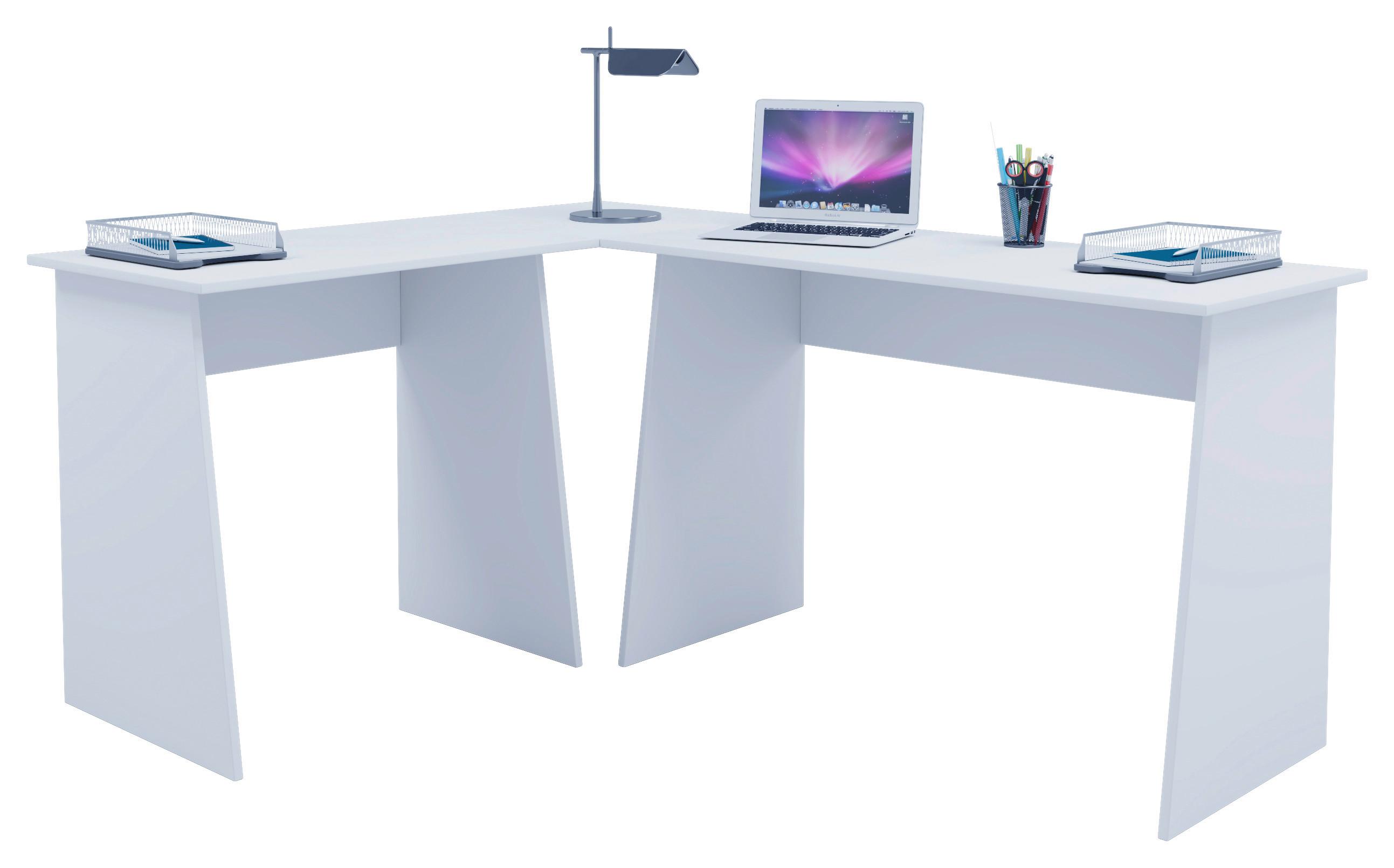 Eckschreibtisch B 135cm H 74cm Masola, Weiß