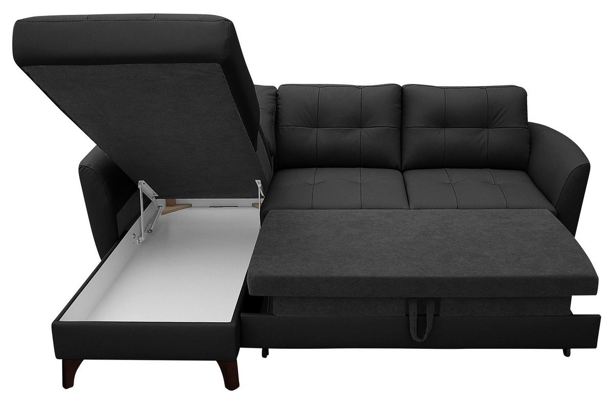 Ecksofa Nordic Schwarz S: 238x168 cm - Buchefarben/Schwarz, Design, Leder/Textil (238/168cm) - Livetastic