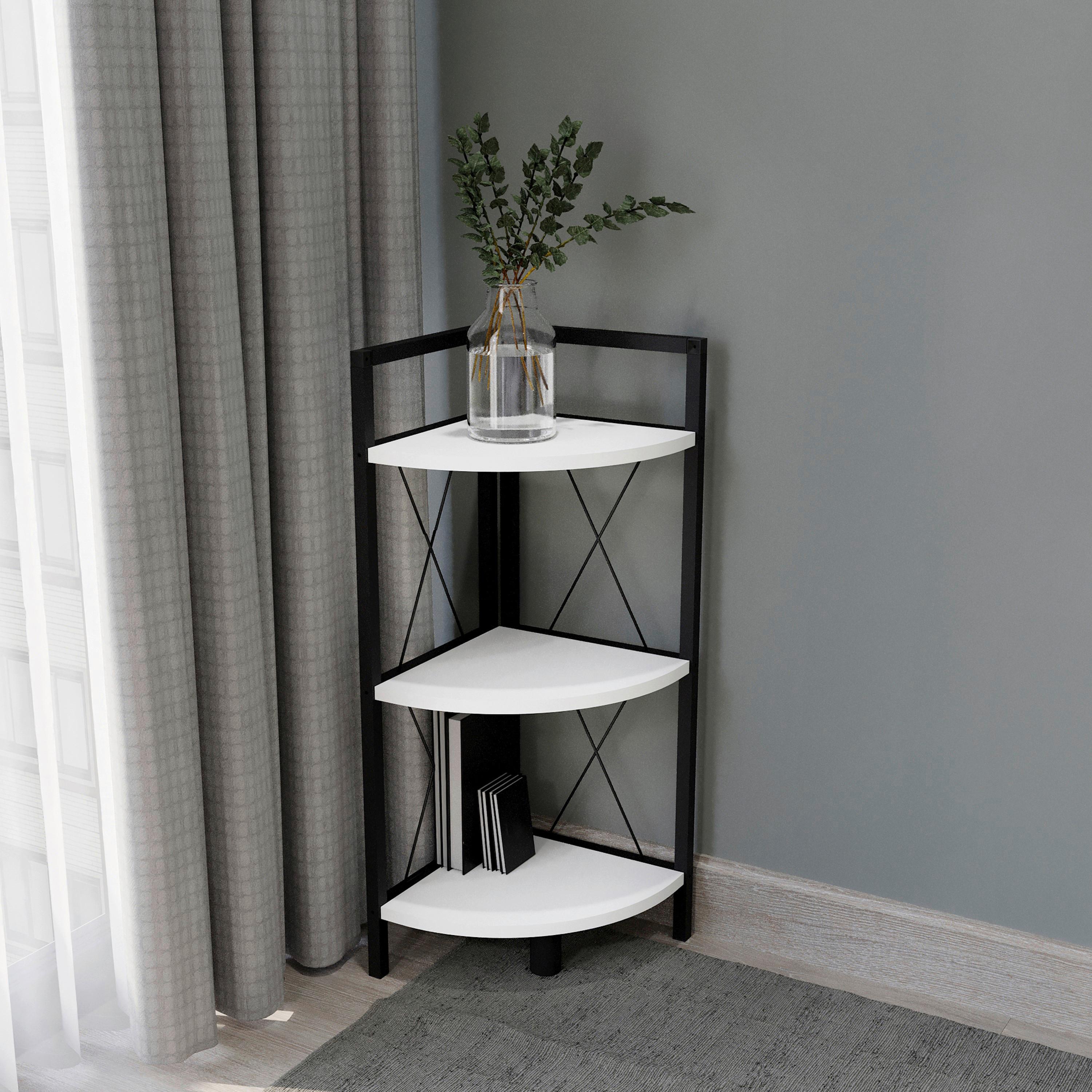 ROHOVÝ REGÁL INSASI 2 ECKREGAL - čierna/biela, Design, kov/kompozitné drevo (34/87/34cm) - MID.YOU