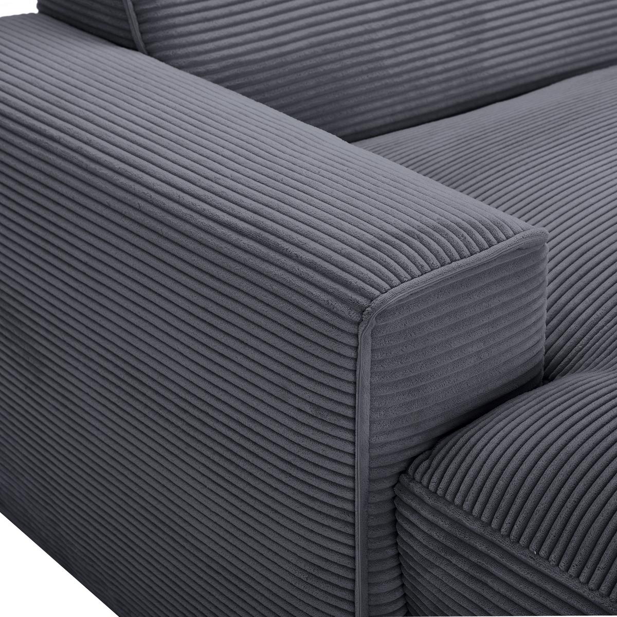 Ecksofa mit Zierkissen Pearl Graphitfarben 196x303 cm - Schwarz/Graphitfarben, Design, Textil (196/303cm) - Livetastic