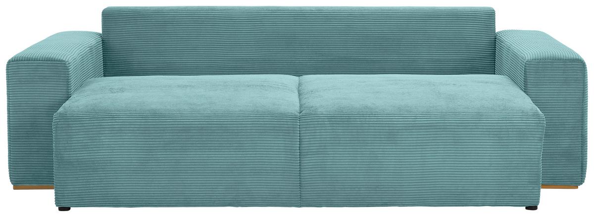 Schlafsofa Vouge Mintgrün Bettkasten, B: 255 Cm - Buchefarben/Schwarz, KONVENTIONELL, Textil (255/86/123cm) - Livetastic