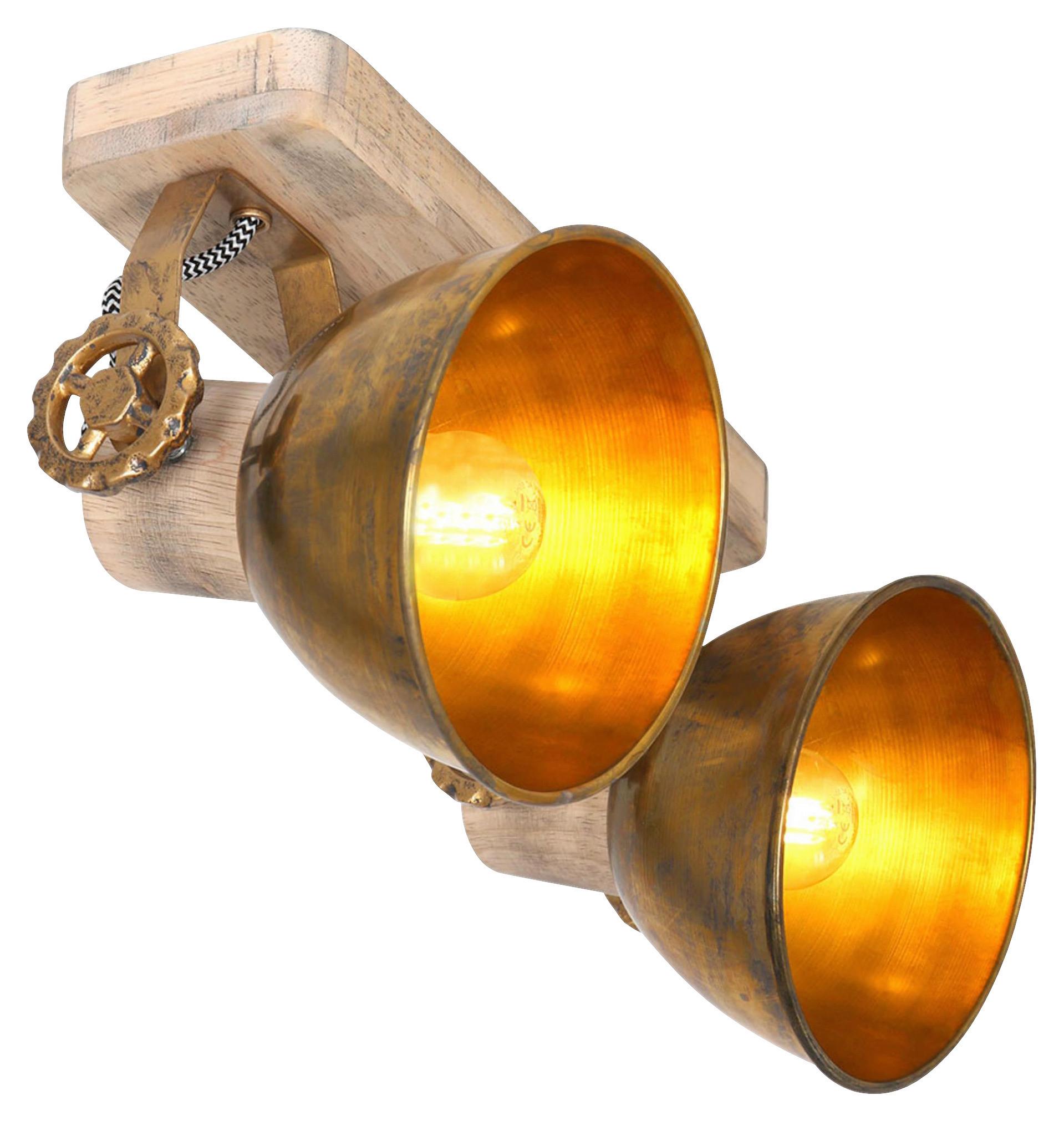 Deckenspots Gearwood - Anthrazit, Trend, Holz/Metall (32/19/17cm)