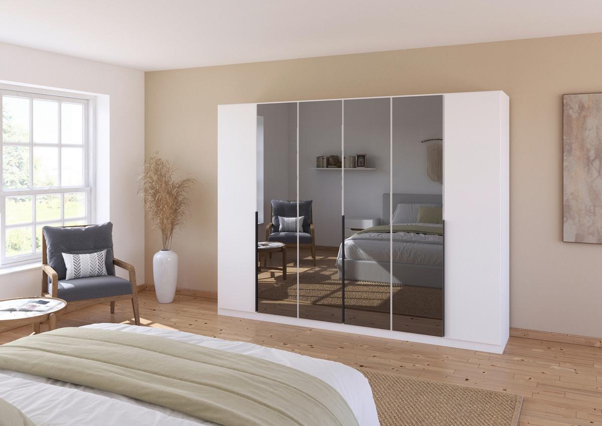 Drehtürenschrank Skyla Weiß/Glas B: 271 cm - Weiß, MODERN, Holzwerkstoff (271/210/54cm) - Rauch Möbel