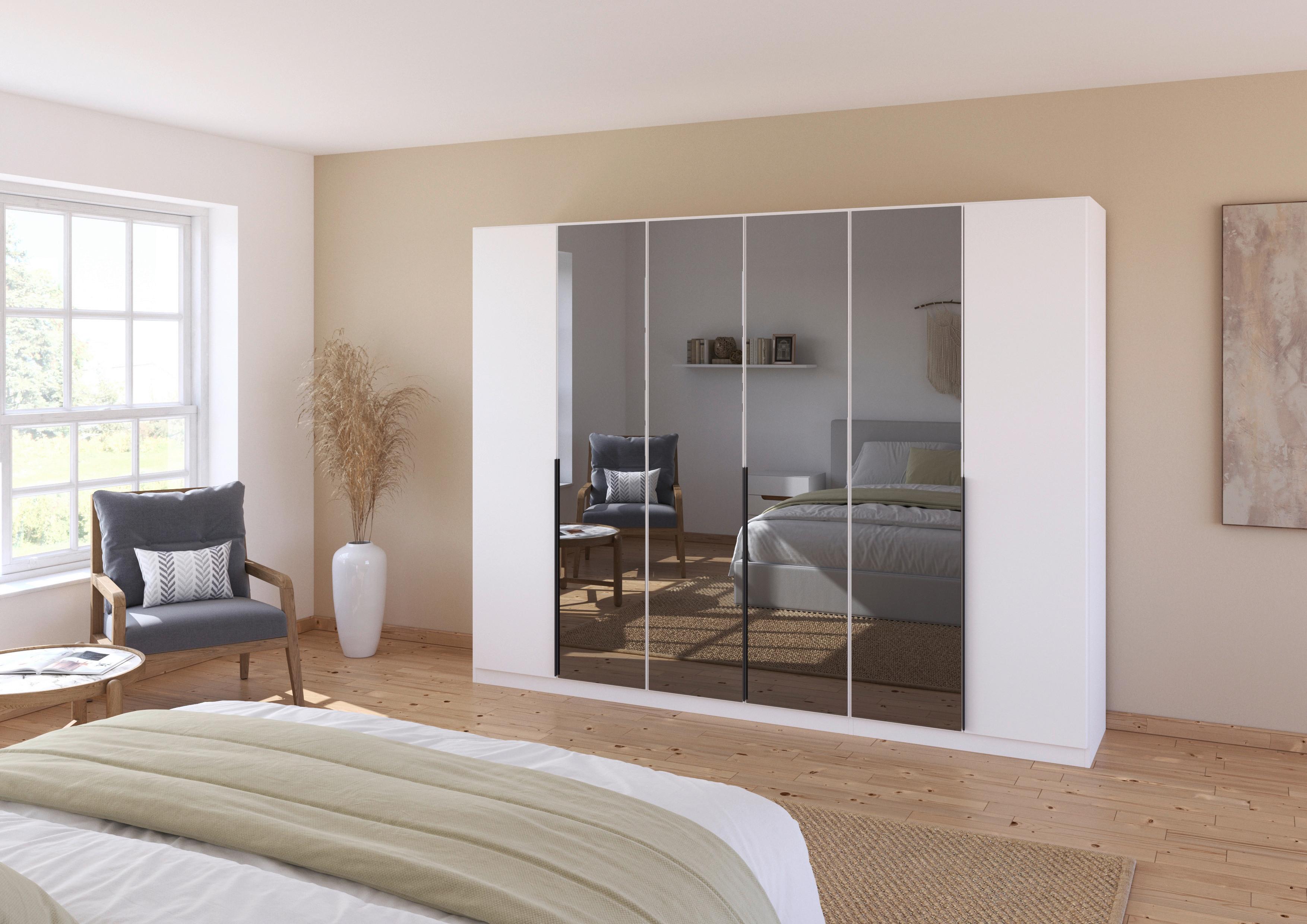 Drehtürenschrank Skyla Weiß/Glas B: 271 cm