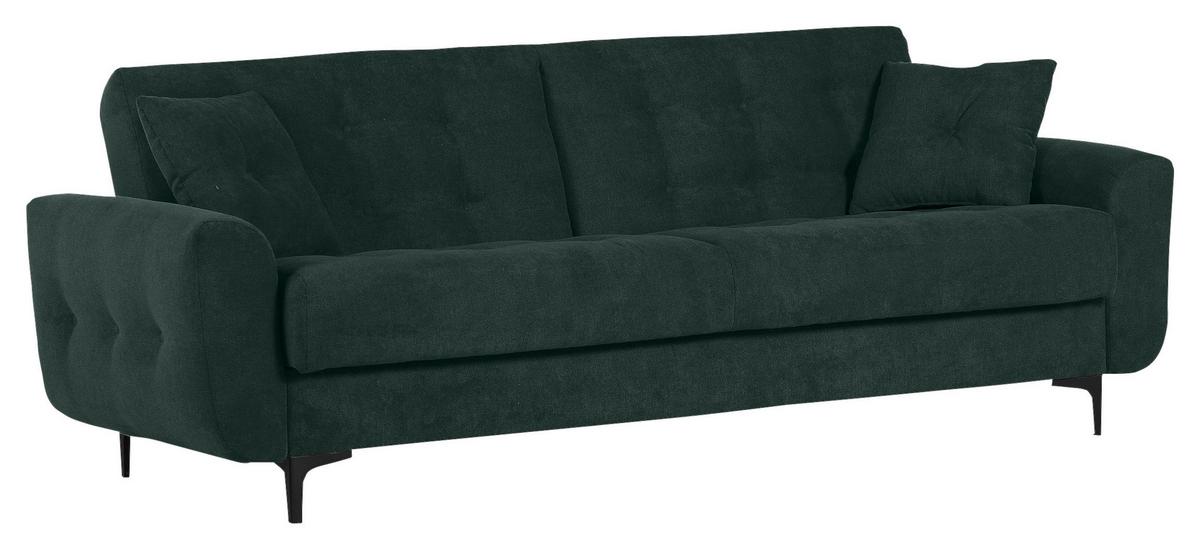 Schlafsofa Morton - Dunkelgrün/Schwarz, KONVENTIONELL, Textil (230/84/95cm) - Livetastic