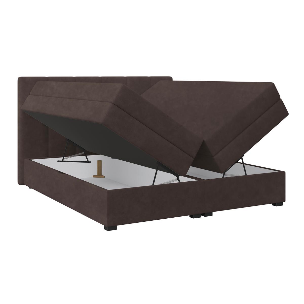 Boxspringbett mit Topper & Bettkasten 160x200 Lauro - Anthrazit/Schwarz, Trend, Textil (160/200cm)