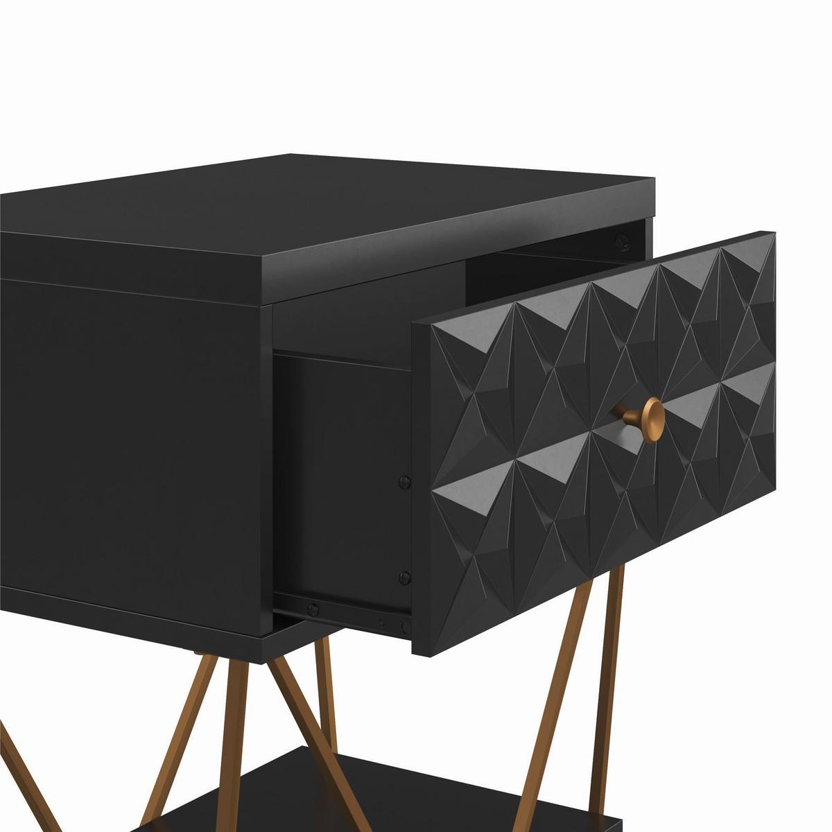 Beistelltisch Blair Schwarz L: 59 Cm - Goldfarben/Schwarz, Design, Holzwerkstoff/Metall (59/42/68cm) - MID.YOU