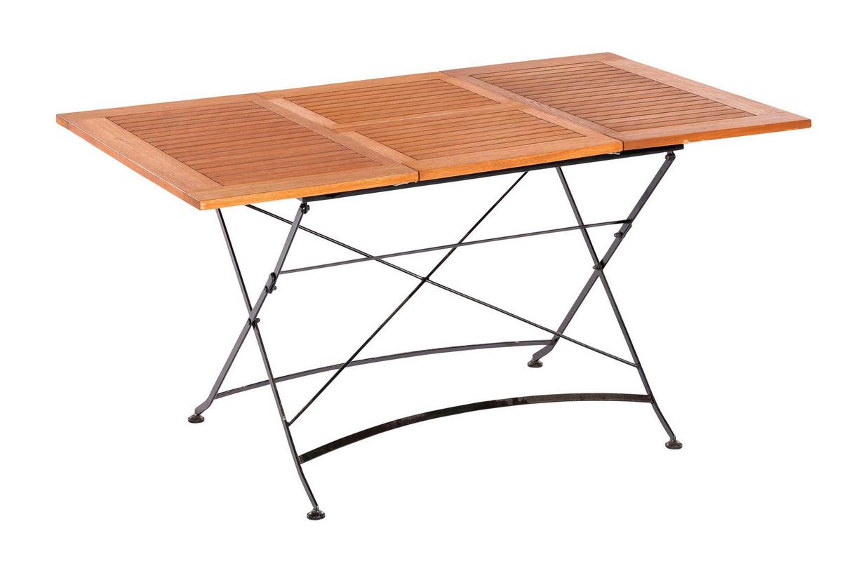 Gartentischgruppe 5tlg. Set - Schwarz/Naturfarben, KONVENTIONELL, Holz/Metall - Gardenson