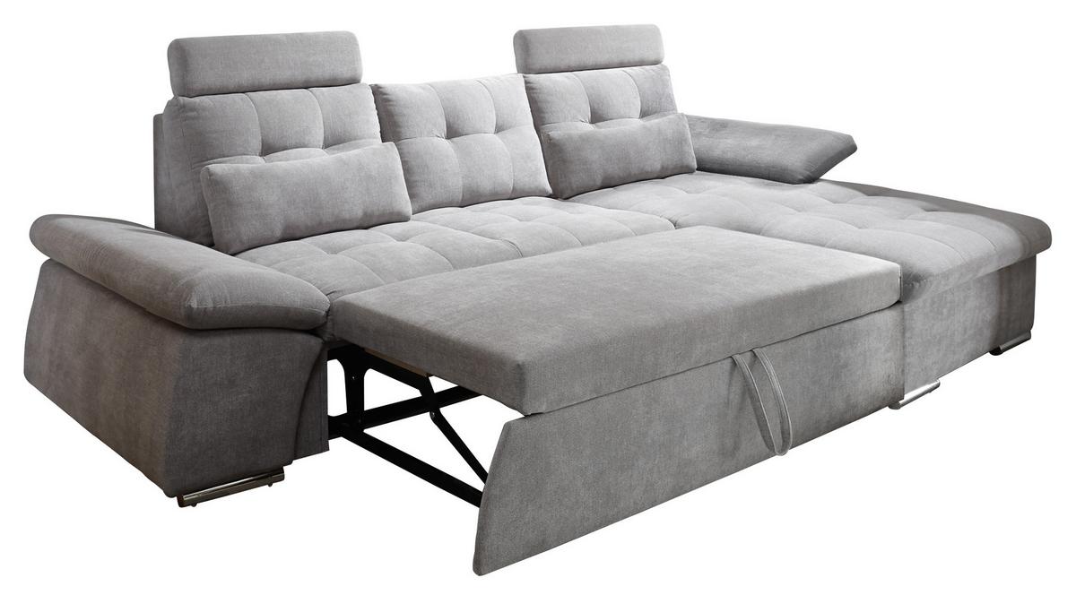 Sedací souprava s rozkladem Nalo hnědá - barvy stříbra/jílová barva, Konvenční, kompozitní dřevo/textil (268/170cm) - MID.YOU