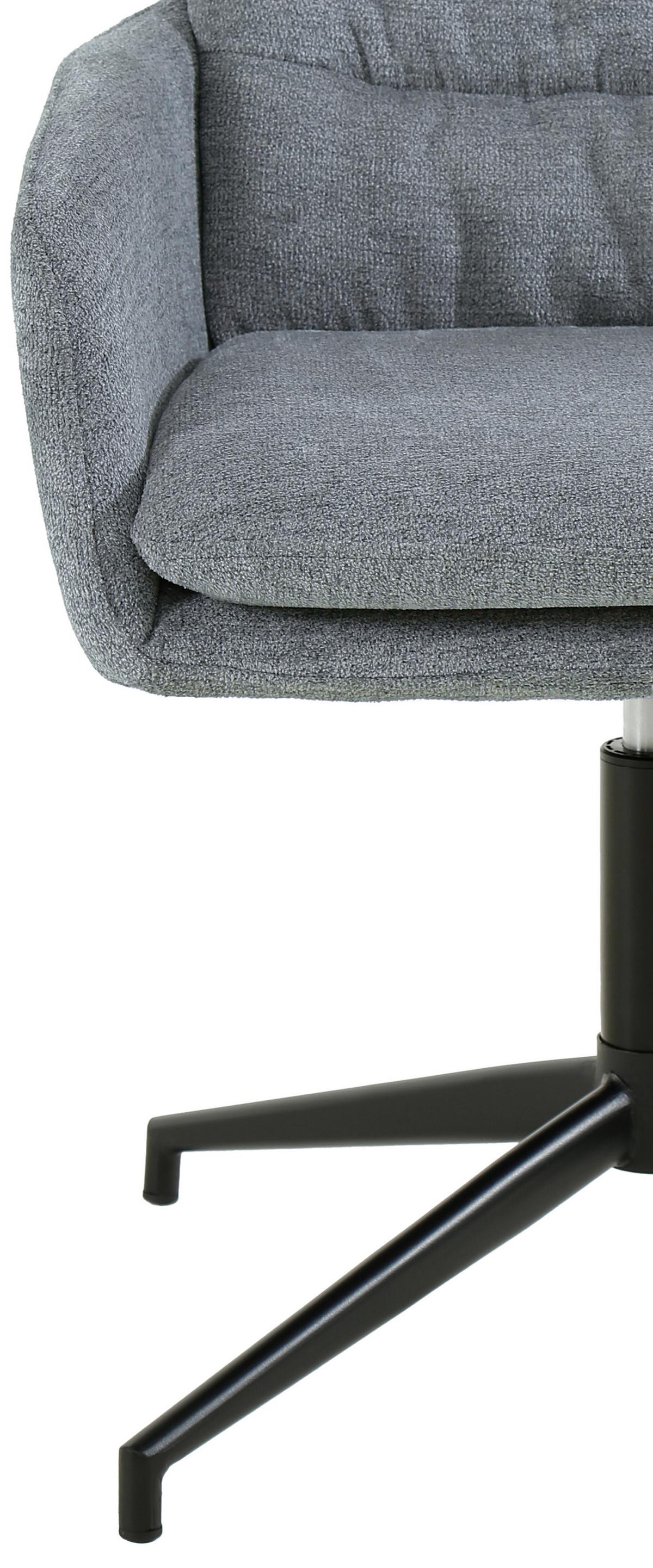 Armlehnstuhl Patrice Grau, Sitzfl. 360° drehbar - Schwarz/Grau, Design, Holz/Textil (57/88/67cm) - MID.YOU