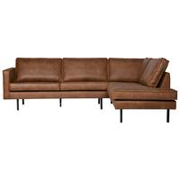 Ecksofa Rodeo Cognac S: 266x213cm - Cognac/Schwarz, Design, Leder/Textil (266/213cm) - Livetastic