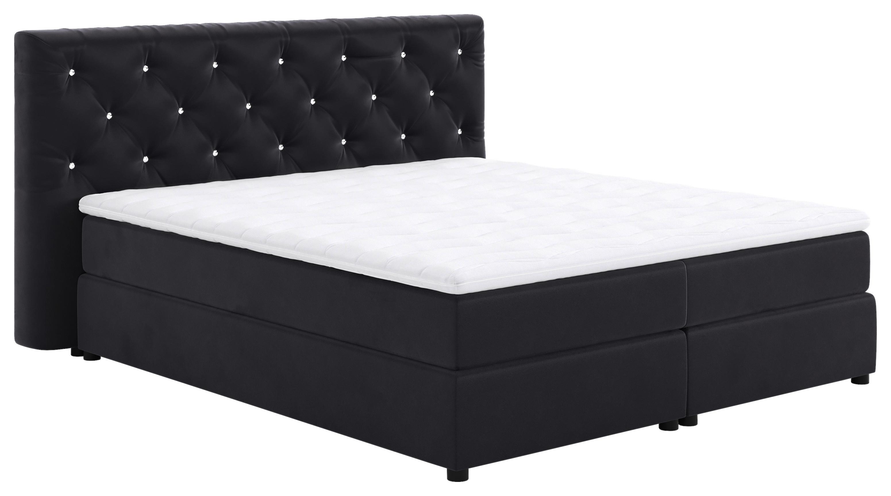 Boxspringbett Castle Schwarz Lf: 180x200 Cm - Schwarz, Holzwerkstoff/Textil (180/200cm) - MID.YOU