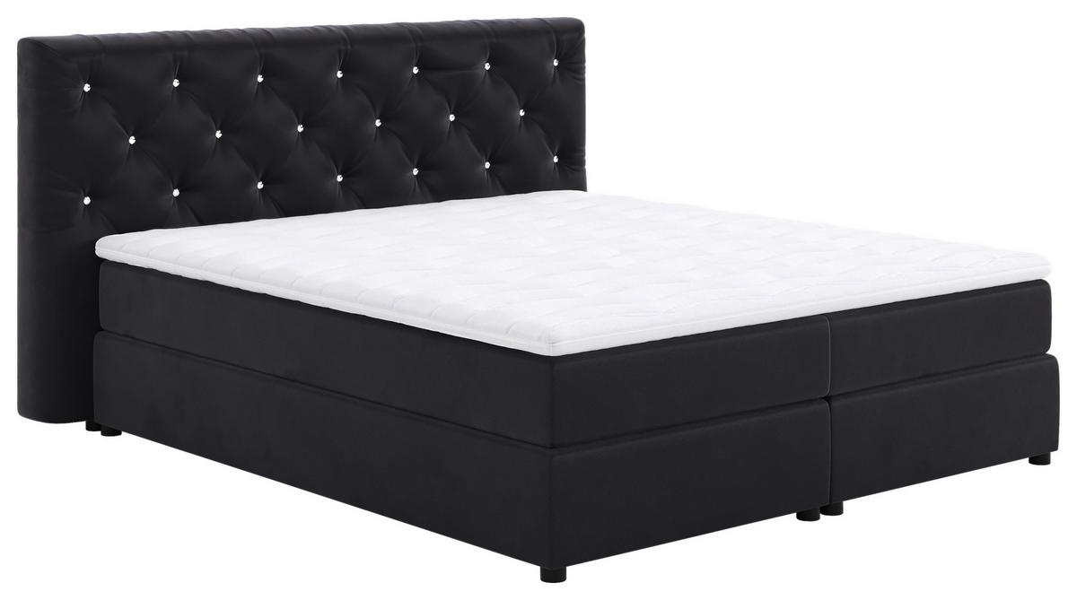 Boxspringbett Castle Schwarz Lf: 140x200 cm - Schwarz, Holzwerkstoff/Textil (180/200cm) - MID.YOU