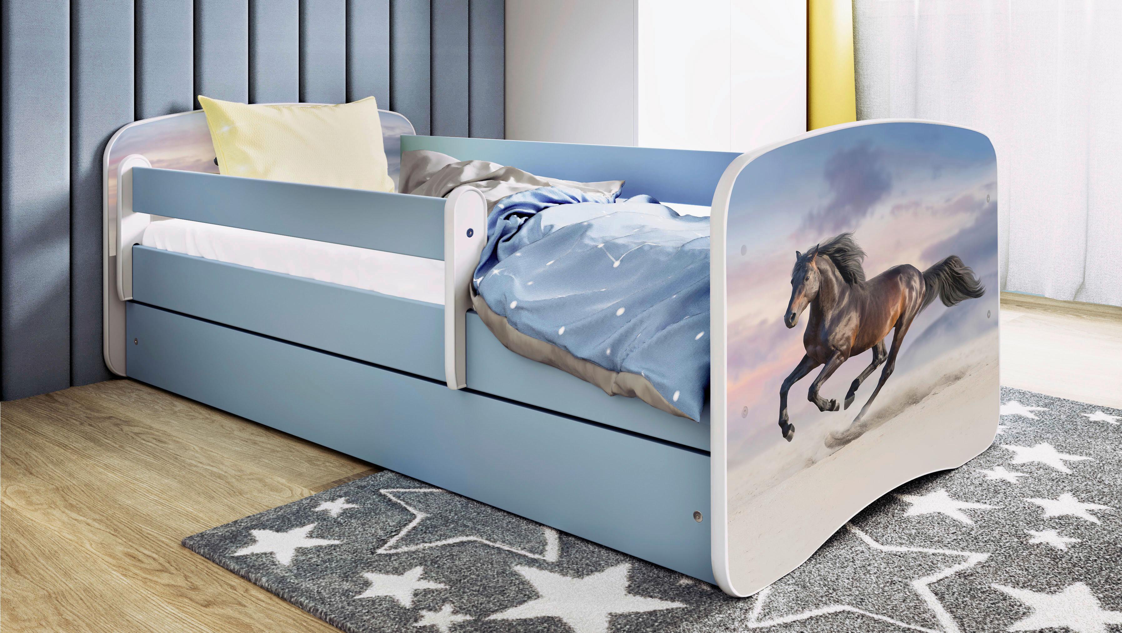 Kinder-/Juniorbett Babydreams inkl. Matratze 80x160 - Blau/Birkefarben, MODERN, Holz/Holzwerkstoff (80/160cm) - MID.YOU