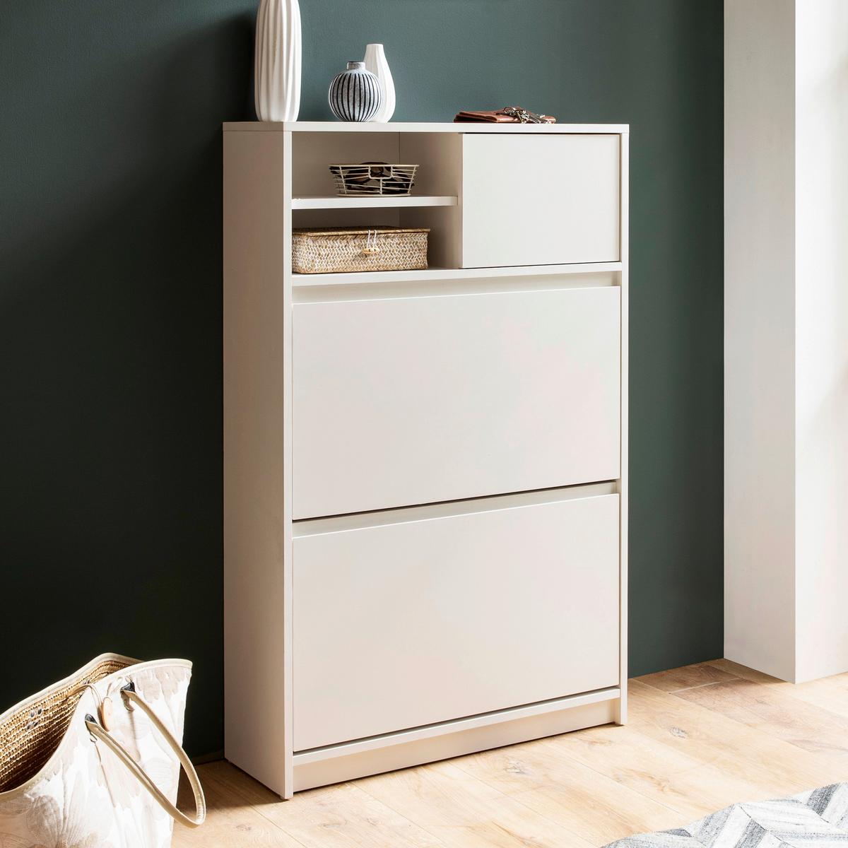 Schuhschrank Weiß B: 71 Cm - Weiß, Design, Holzwerkstoff (71/110/24cm) - MID.YOU