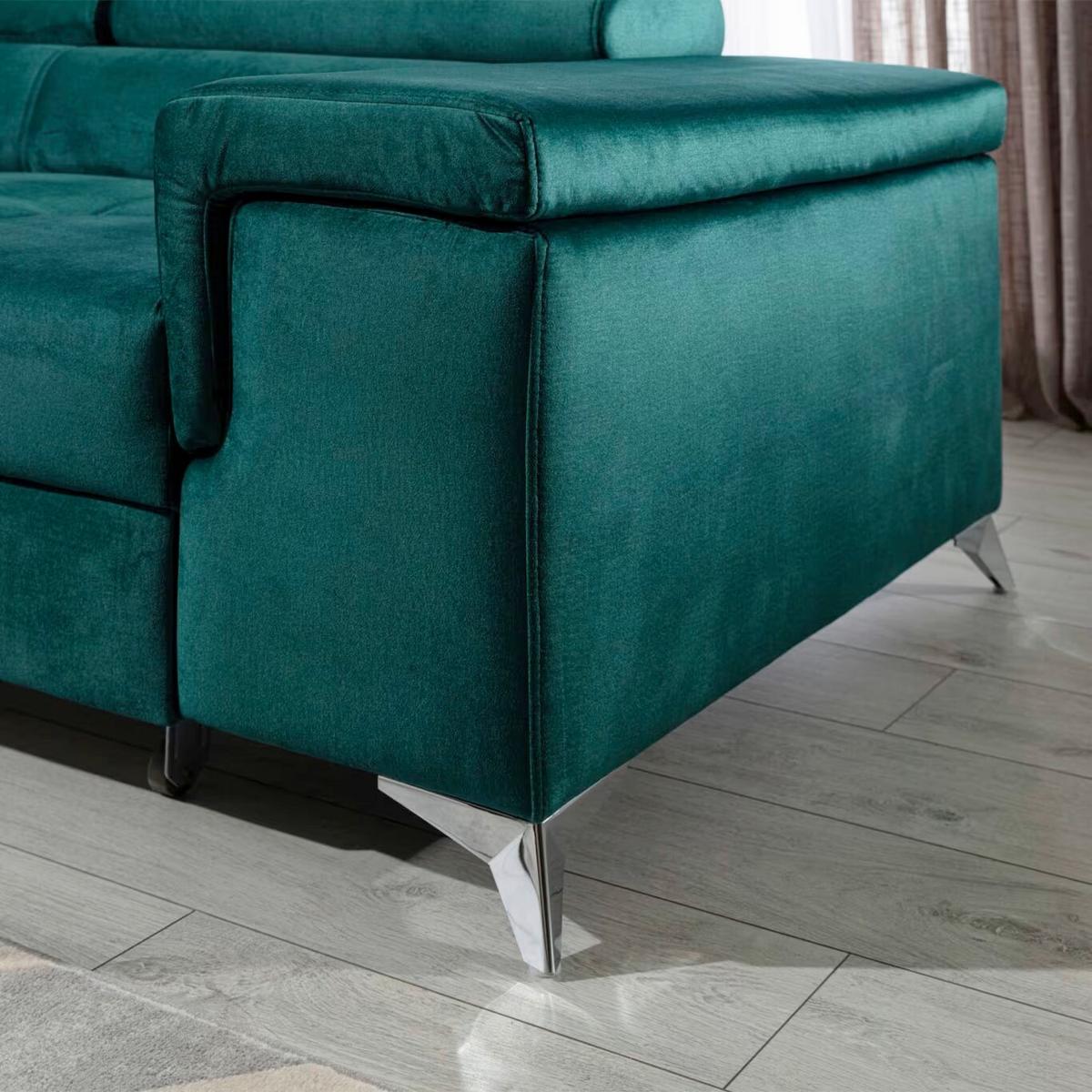 Ecksofa Ricardo Grün S: 205x281 cm - Silberfarben/Grün, Design, Textil (205/281cm) - MID.YOU