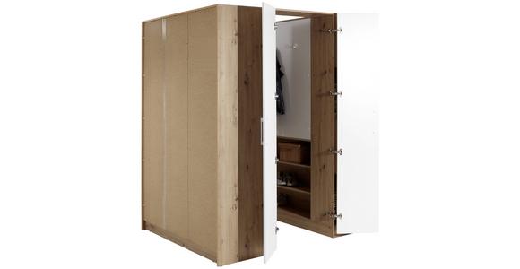 Eckschrank Begehbar mit Regal 150cm Box, Eiche Dekor/Weiß - Eichefarben/Weiß, MODERN, Holzwerkstoff (150/205/120cm) - Ondega