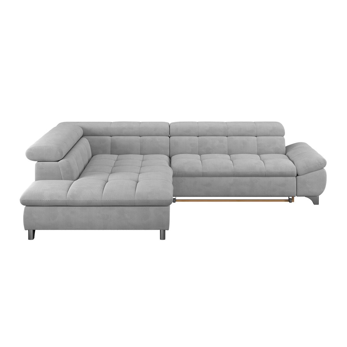 Ecksofa Gemini Hellgrau, B: 234cm - Chromfarben/Hellgrau, KONVENTIONELL, Textil (234/312cm)