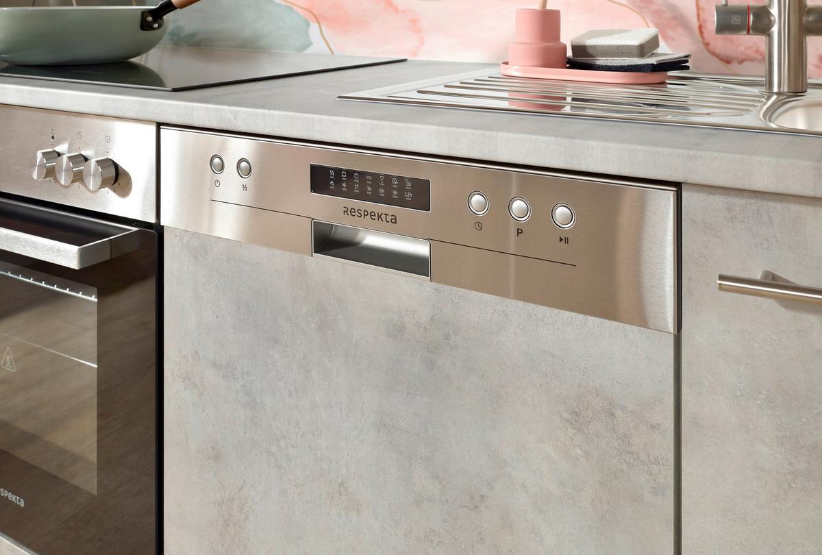 Küchenblock Malia B: 280 Cm Grau, Mit Geräte - Weiß/Grau, Basics, Holzwerkstoff (280cm) - Respekta