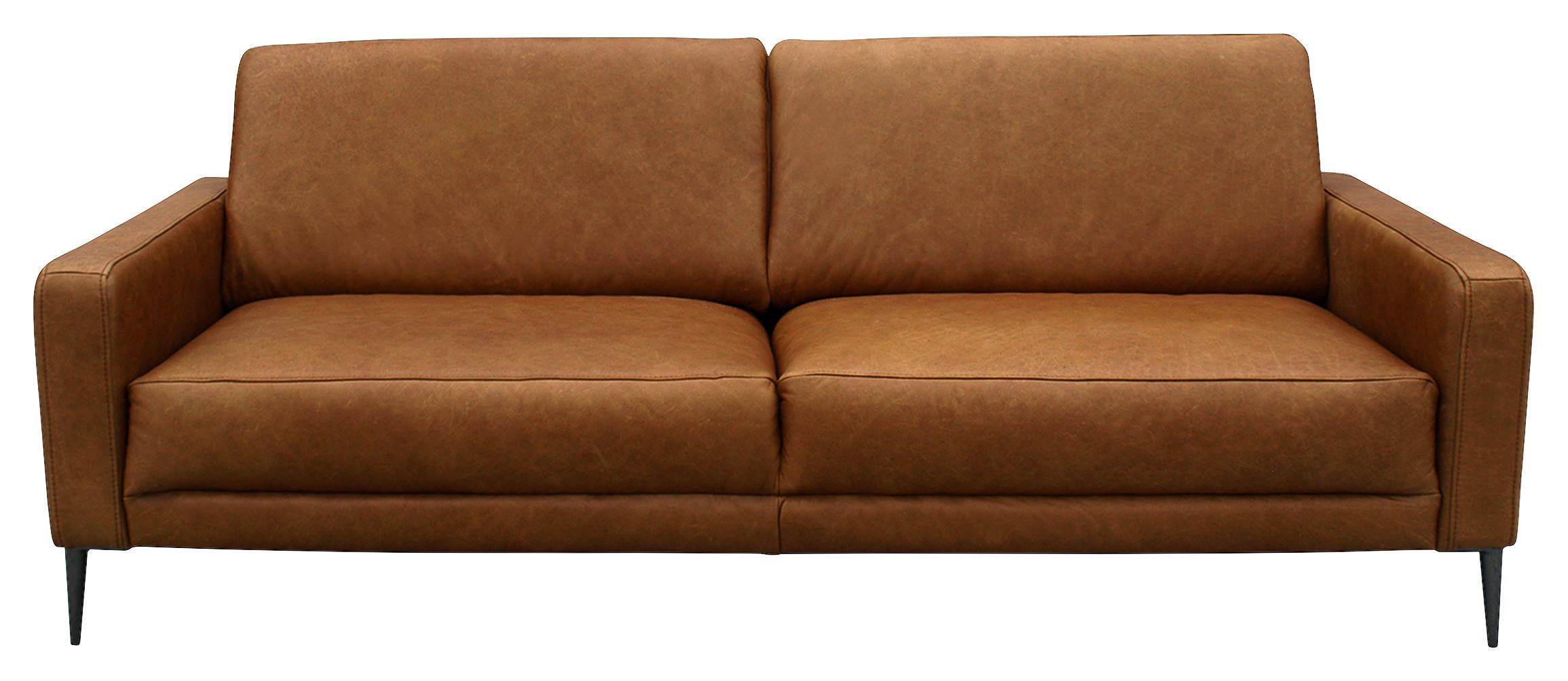 3-Sitzer-Sofa Spring, Cognac B: 187 cm - Cognac/Schwarzchrom, Design, Leder (187/85/92cm) - Livetastic