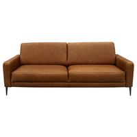 3-Sitzer-Sofa Spring, Cognac B: 187 cm - Cognac/Schwarzchrom, Design, Leder (187/85/92cm) - Livetastic