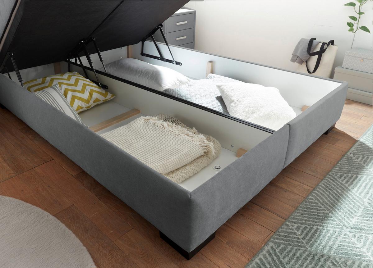 Boxbett Nagol B - Anthrazit/Schwarz, MODERN, Holzwerkstoff/Textil (140/200cm) - MID.YOU