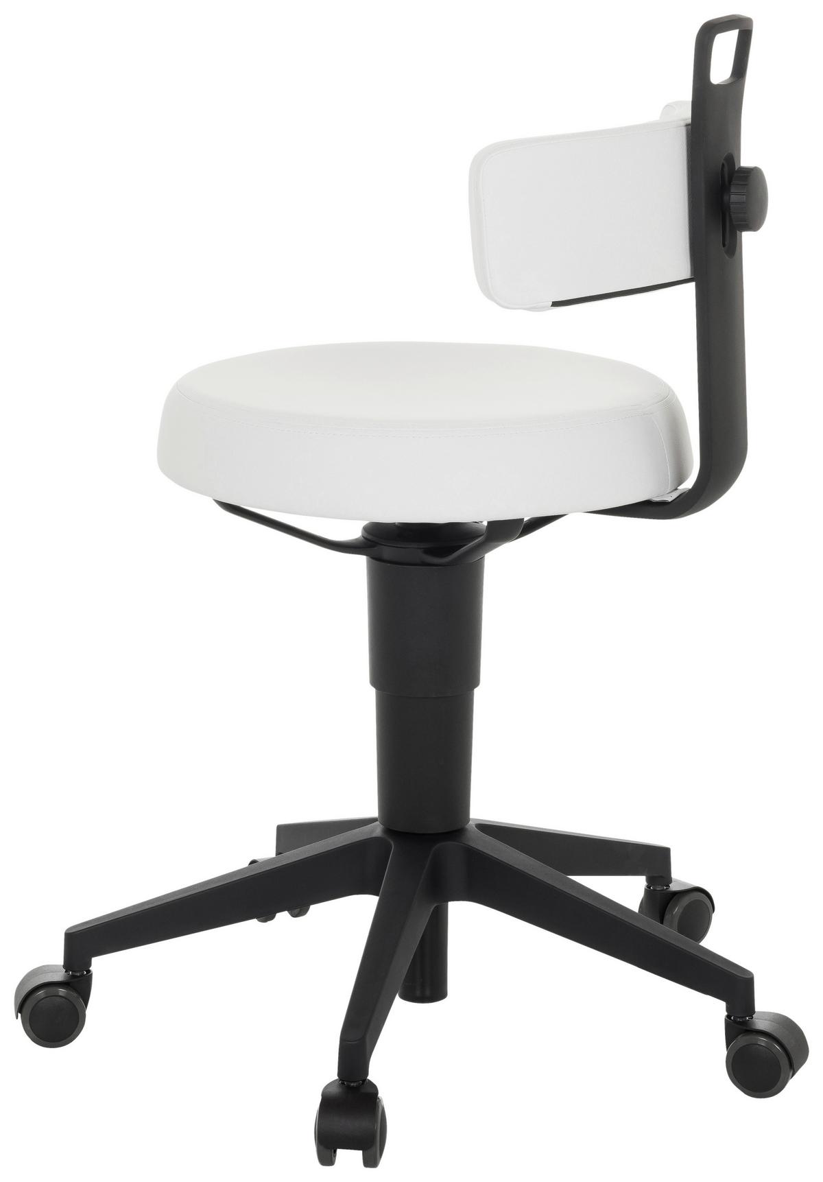 Bürohocker Top Work Flex Pu - Schwarz/Weiß, Basics, Leder/Kunststoff (40/74-86/46cm) - MID.YOU