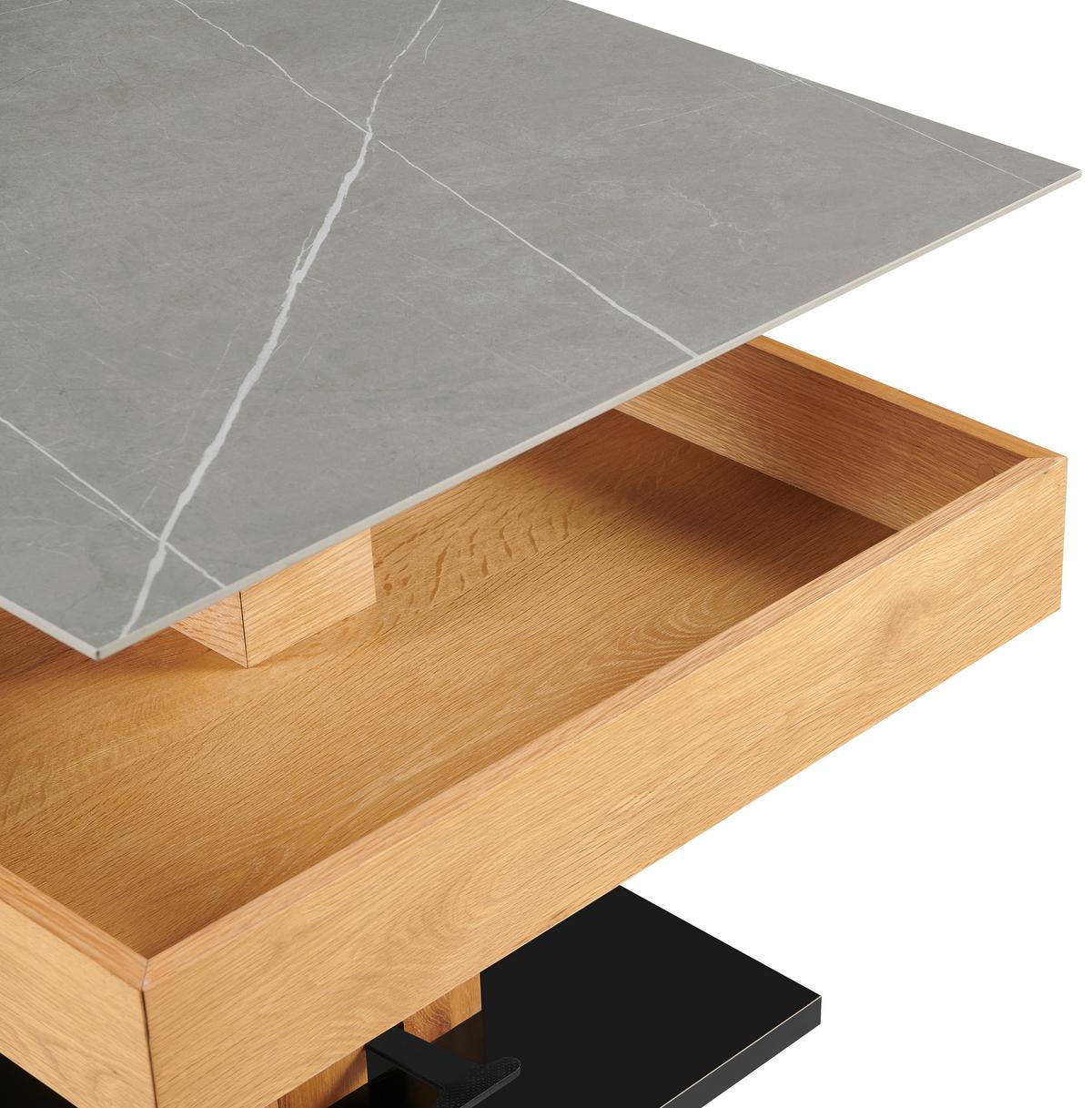 Couchtisch Kapstadt 2 - Eichefarben/Schwarz, MODERN, Holz/Keramik (75/46/75cm)