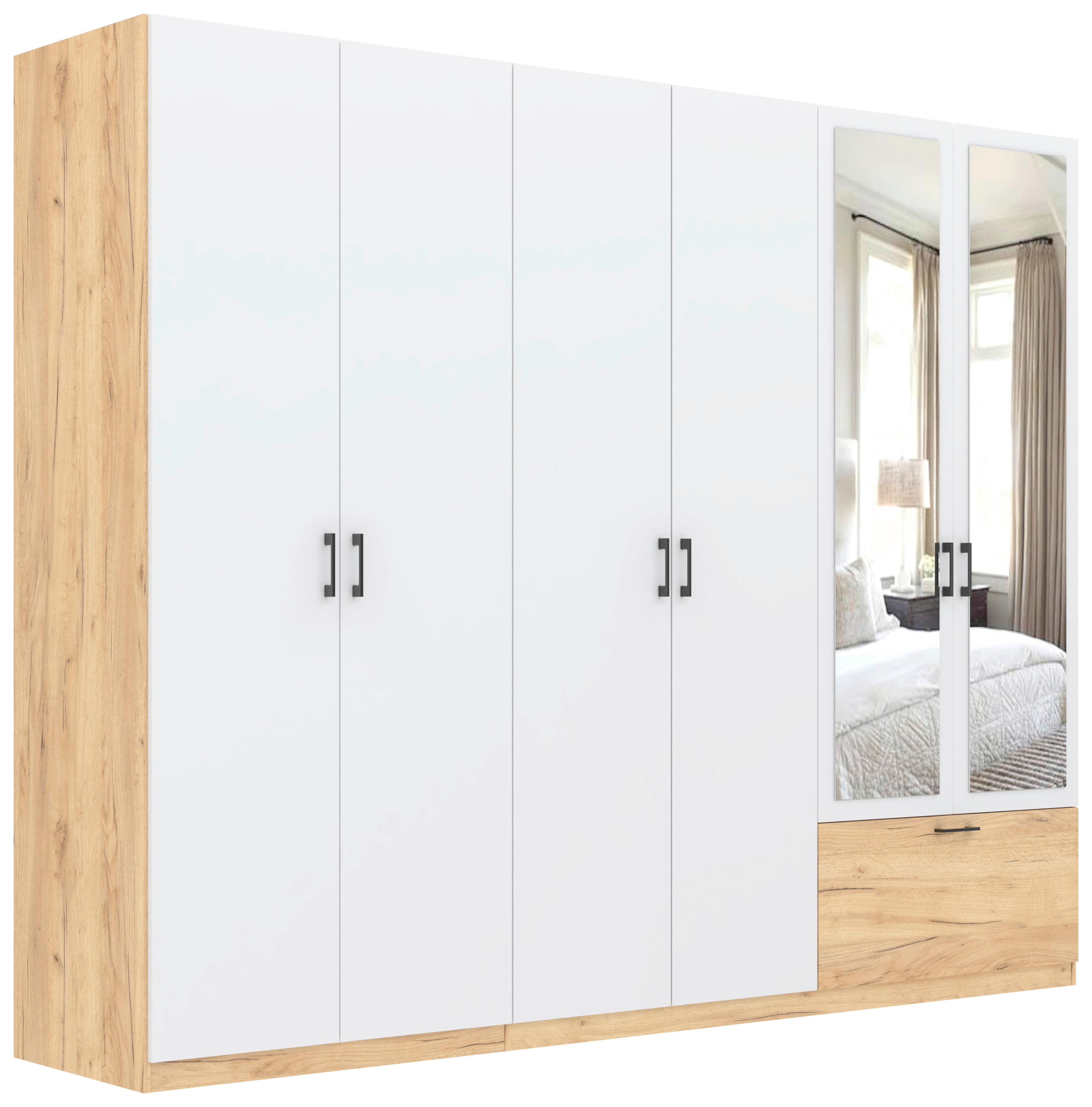 Kleiderschrank Mila - Klar/Eiche Artisan, KONVENTIONELL, Glas/Holzwerkstoff (269/210/54cm)