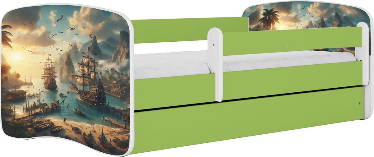 Kinder-/Juniorbett Babydreams Grün/Weiß B: 80cm - Birkefarben/Weiß, MODERN, Holz/Holzwerkstoff (80/160cm) - MID.YOU