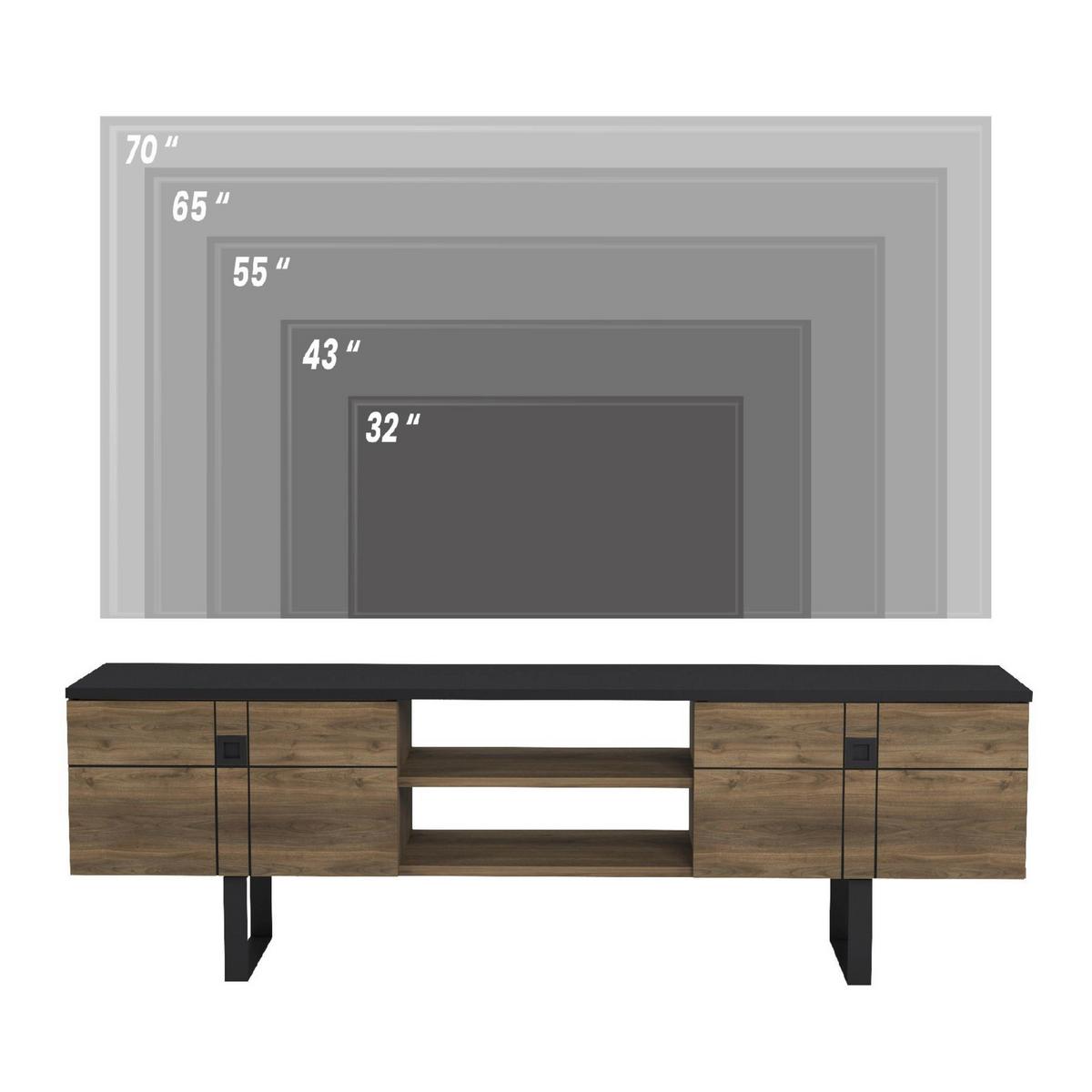 Lowboard Zeus TV-Schrank - Walnussfarben/Schwarz, Design, Holzwerkstoff (160/50/35cm) - Livetastic