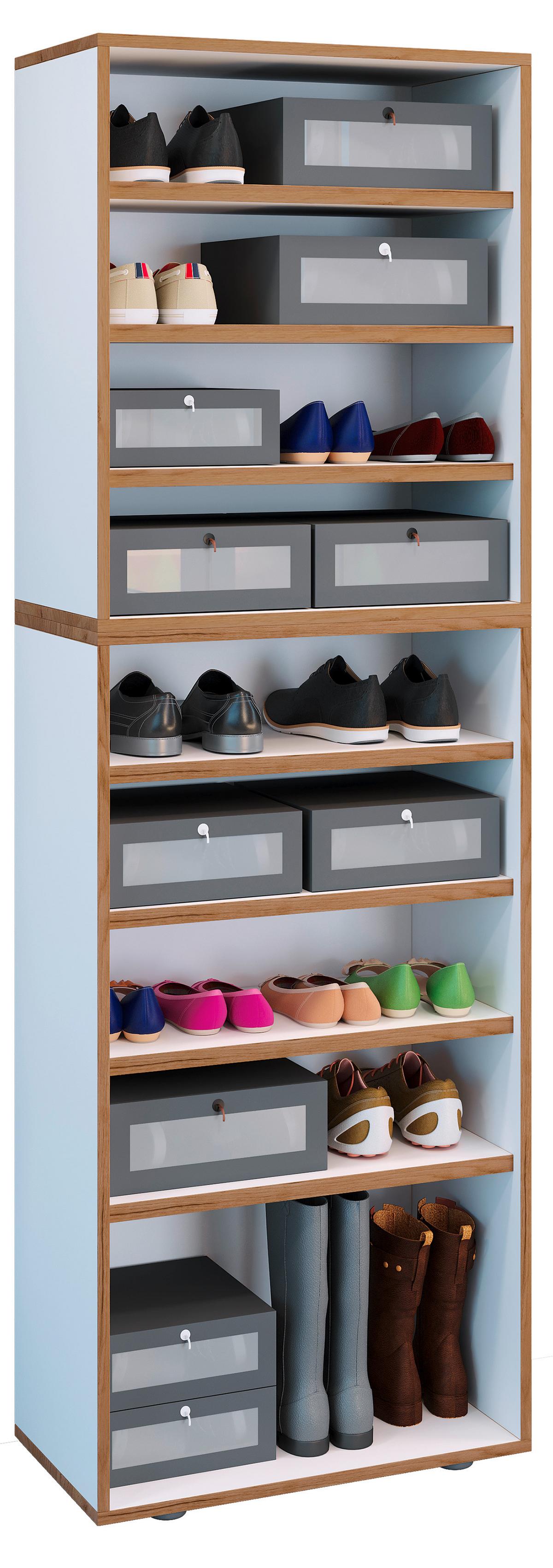 Schuhregal Salia Honigeiche/weiß B: 60 Cm - Honigeiche/Schwarz, Design, Holzwerkstoff (60/183/33cm) - MID.YOU