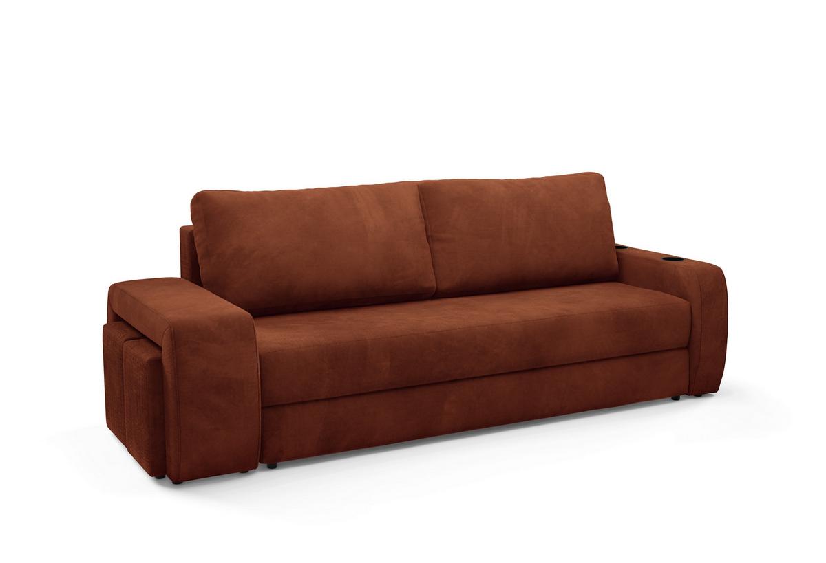 Schlafsofa Ines Rostfarben B: 258cm - Rostfarben/Schwarz, Design, Textil (258/98/95cm) - Livetastic