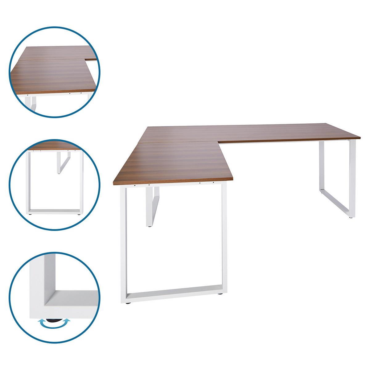 Eckschreibtisch Workspace Xl I B: 180 Cm Weiß/walnuss Dekor - Walnussfarben/Weiß, Basics, Holzwerkstoff/Metall (180/180/75,5cm) - MID.YOU