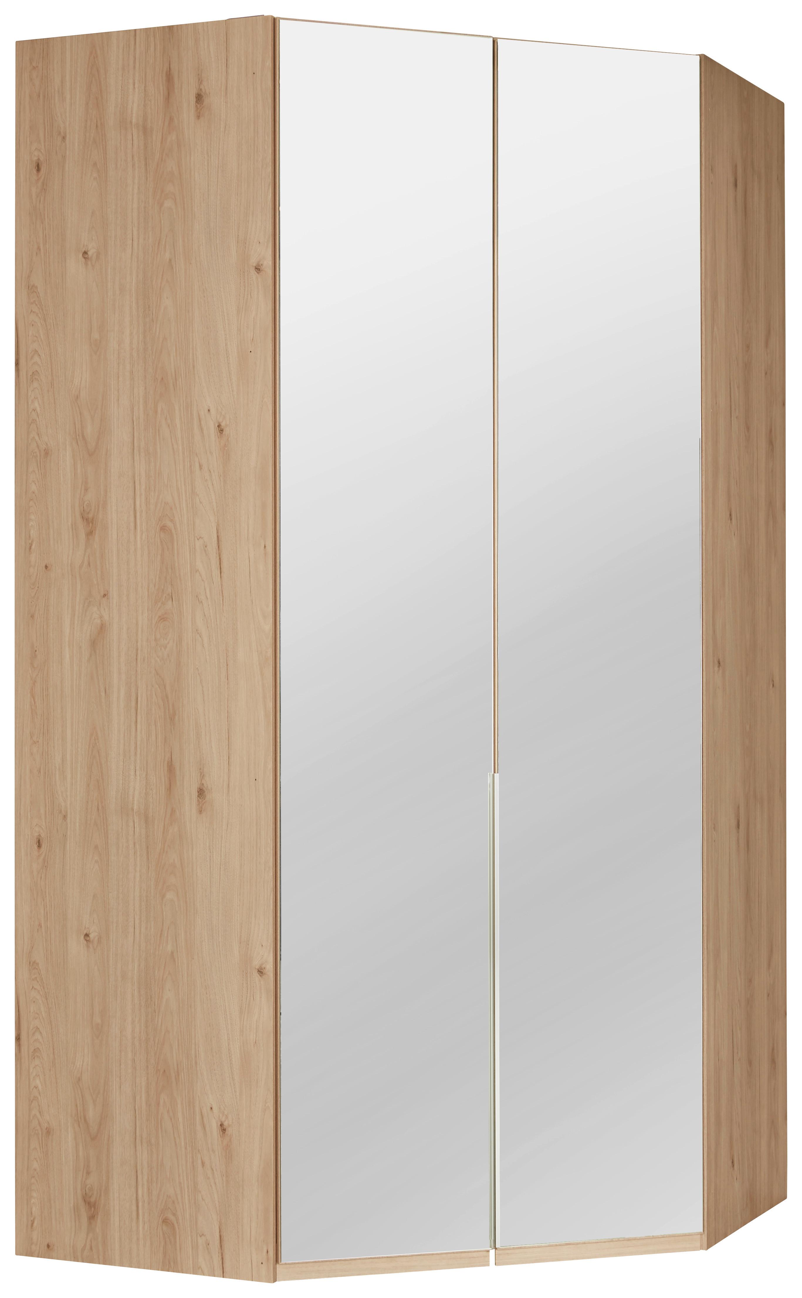 ROHOVÁ ŠATNÍ SKŘÍŇ NEW YORK - barvy dubu/barvy hliníku, Konvenční, kov/kompozitní dřevo (120/236/120cm)