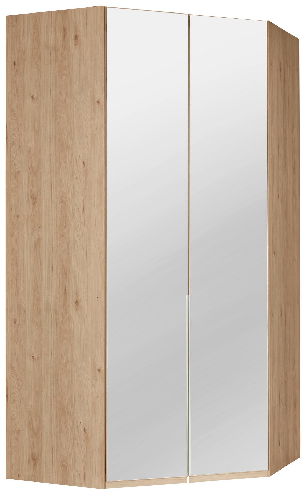 ROHOVÁ ŠATNÍ SKŘÍŇ NEW YORK - barvy dubu/barvy hliníku, Konvenční, kov/kompozitní dřevo (120/236/120cm)