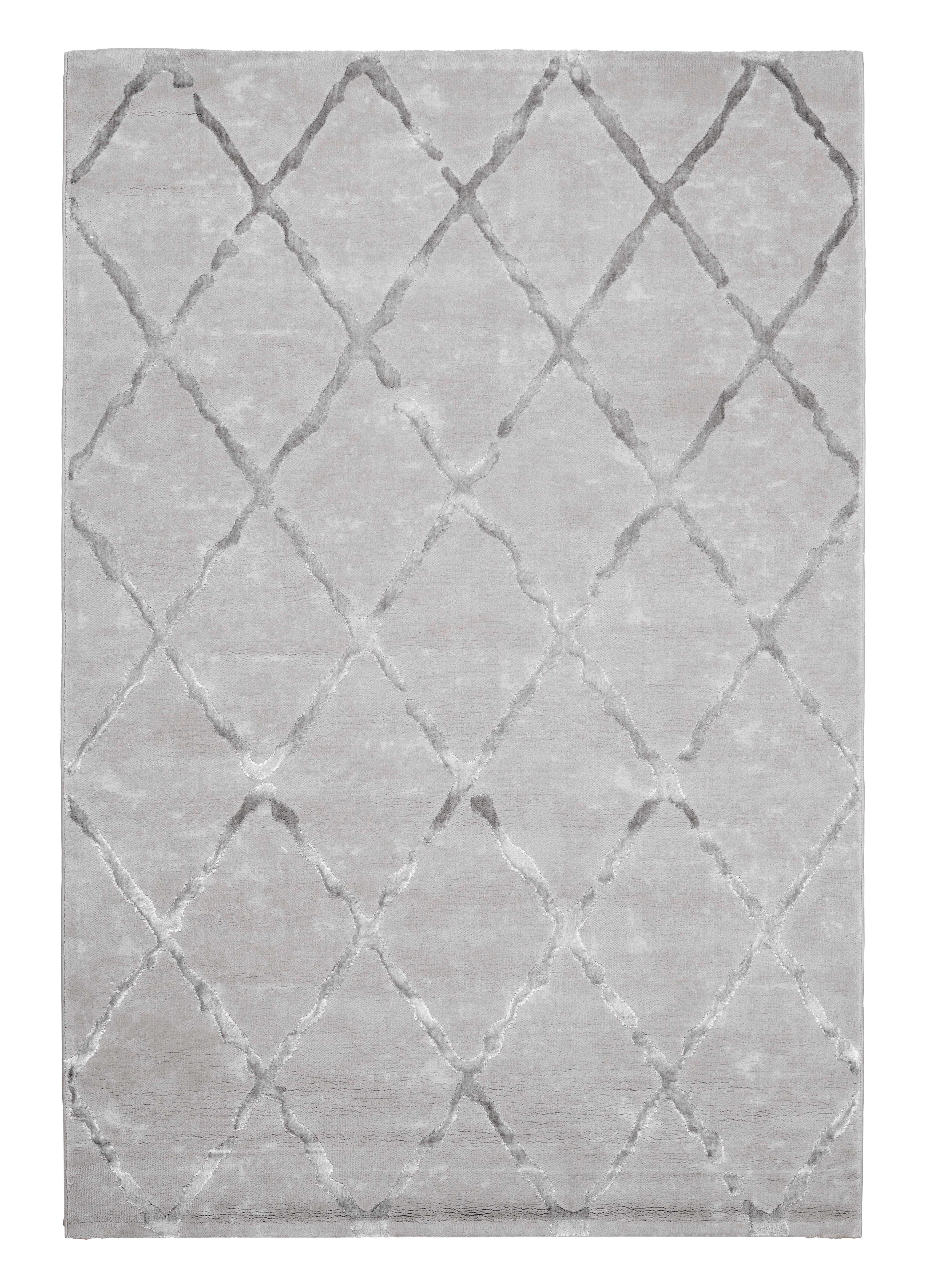 Webteppich BILL aus Polyester Grau Detail Muster