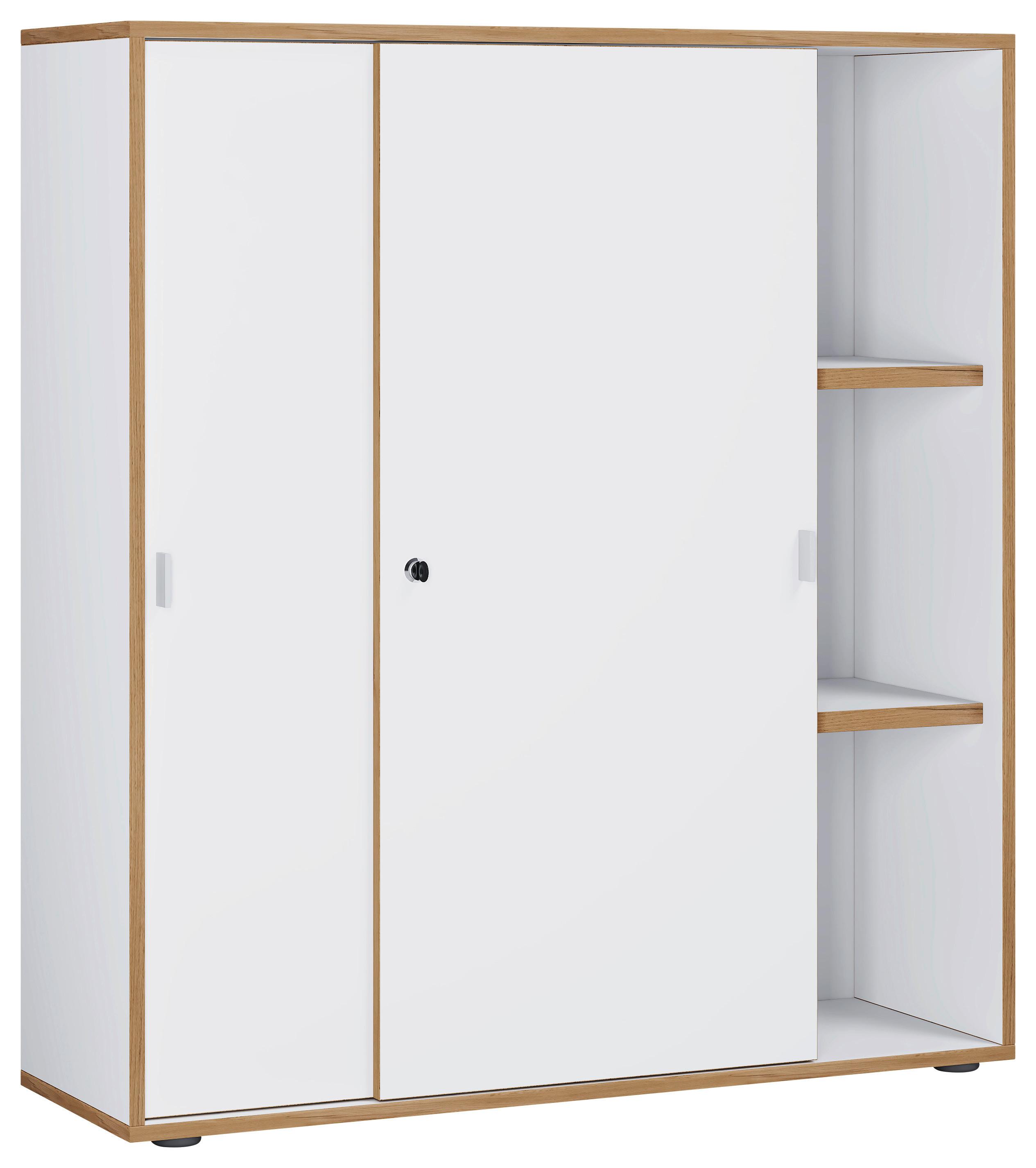 Aktenschrank Salia Weiß, Honigeiche B: 100 cm - Honigeiche/Weiß, Design, Holzwerkstoff (100/110/37cm) - MID.YOU