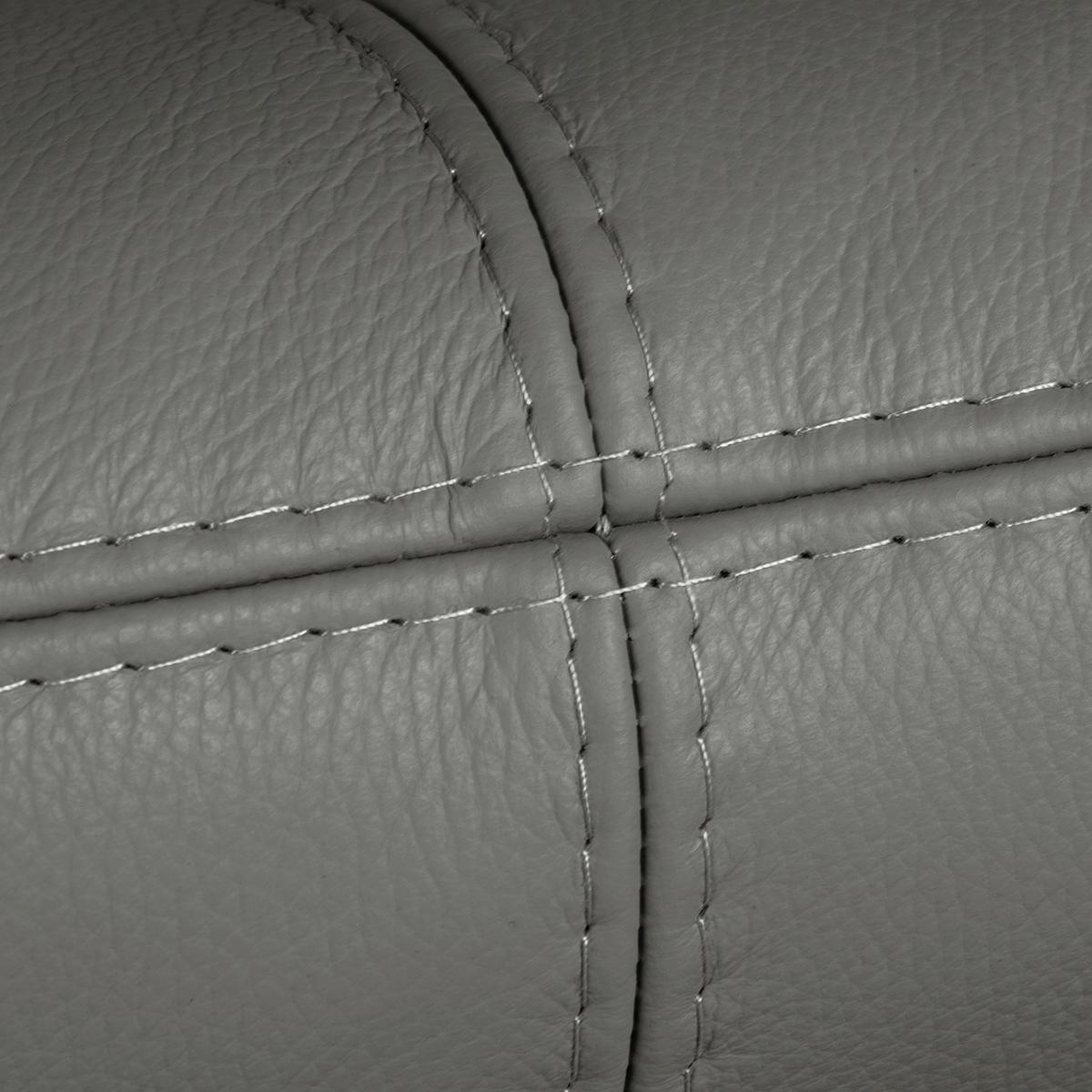 2-Sitzer-Sofa Comodo Echtleder Anthrazit B: 164 cm - Anthrazit/Silberfarben, Design, Leder (164/90/88cm) - Livetastic