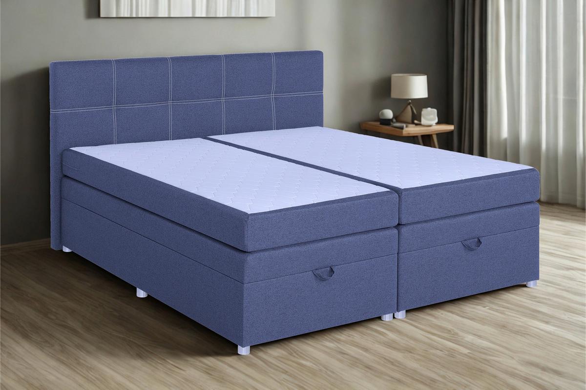 Boxspringbett Royal 180x200 Blau - Chromfarben/Blau, MODERN, Holzwerkstoff/Textil (180/200cm)