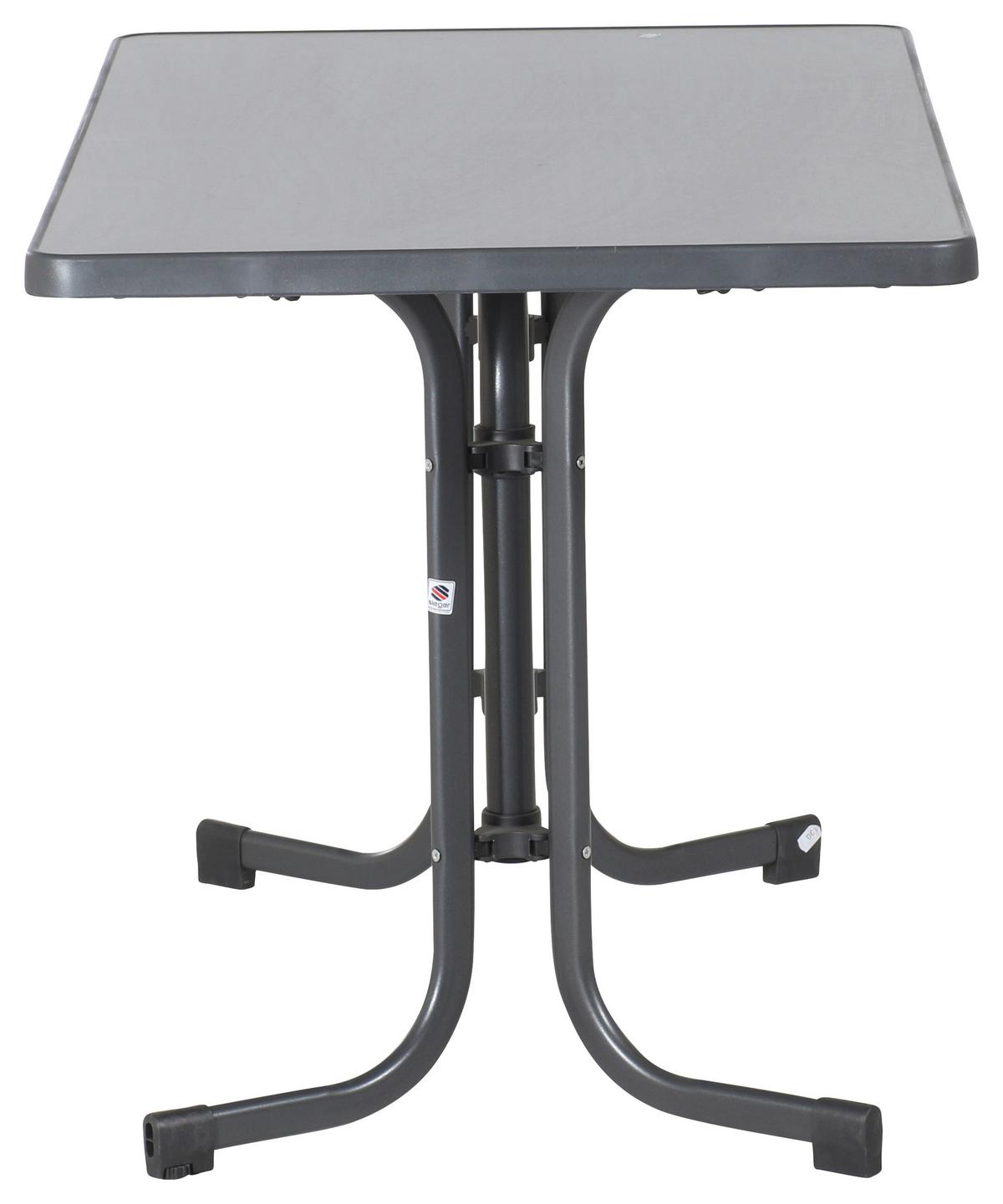 Gartentisch Klappbar Stahl L: 115cm - Grau, MODERN, Holzwerkstoff/Metall (115/70/72cm) - Sieger