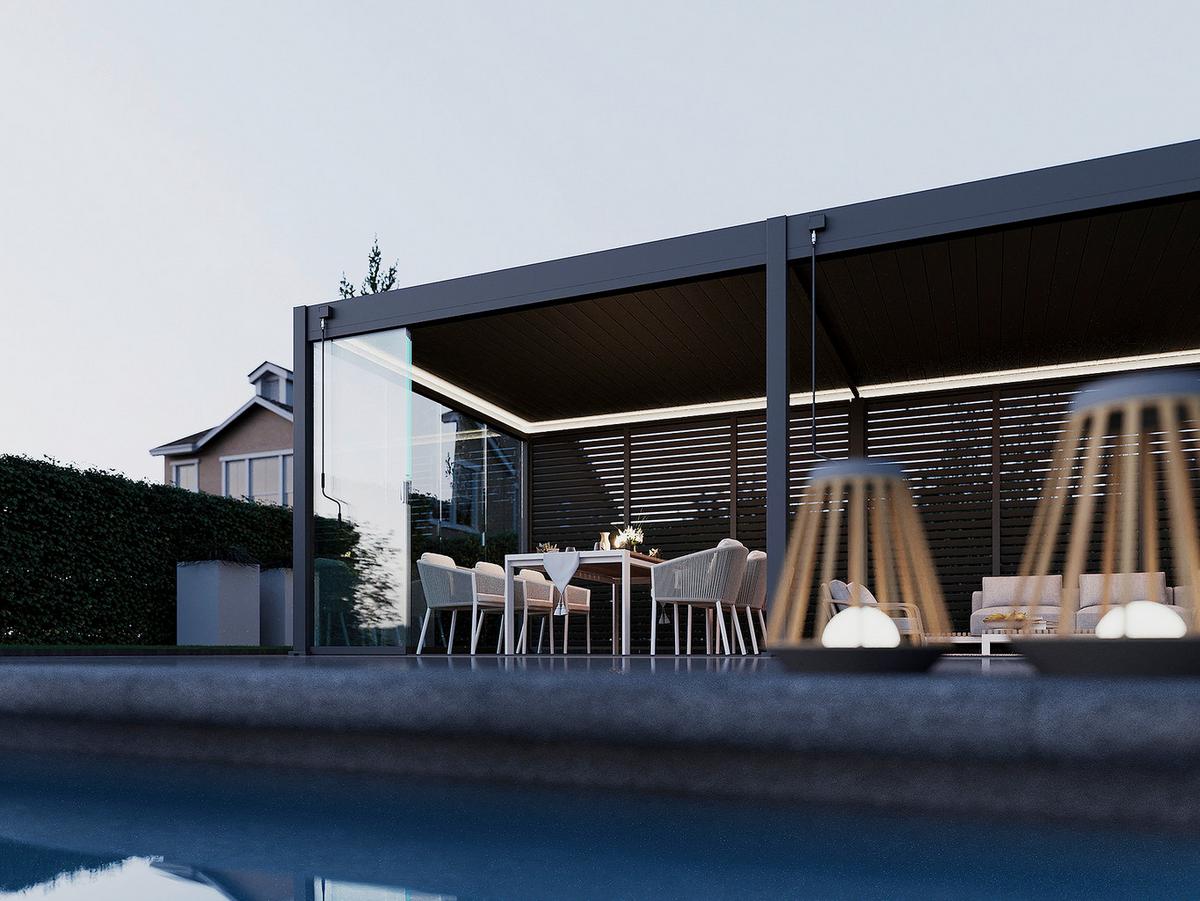 Pergola Deluxe 720x360cm Sturmfest, Gartenpavillon - Anthrazit, Basics, Metall (720/255/360cm) - WEIDE