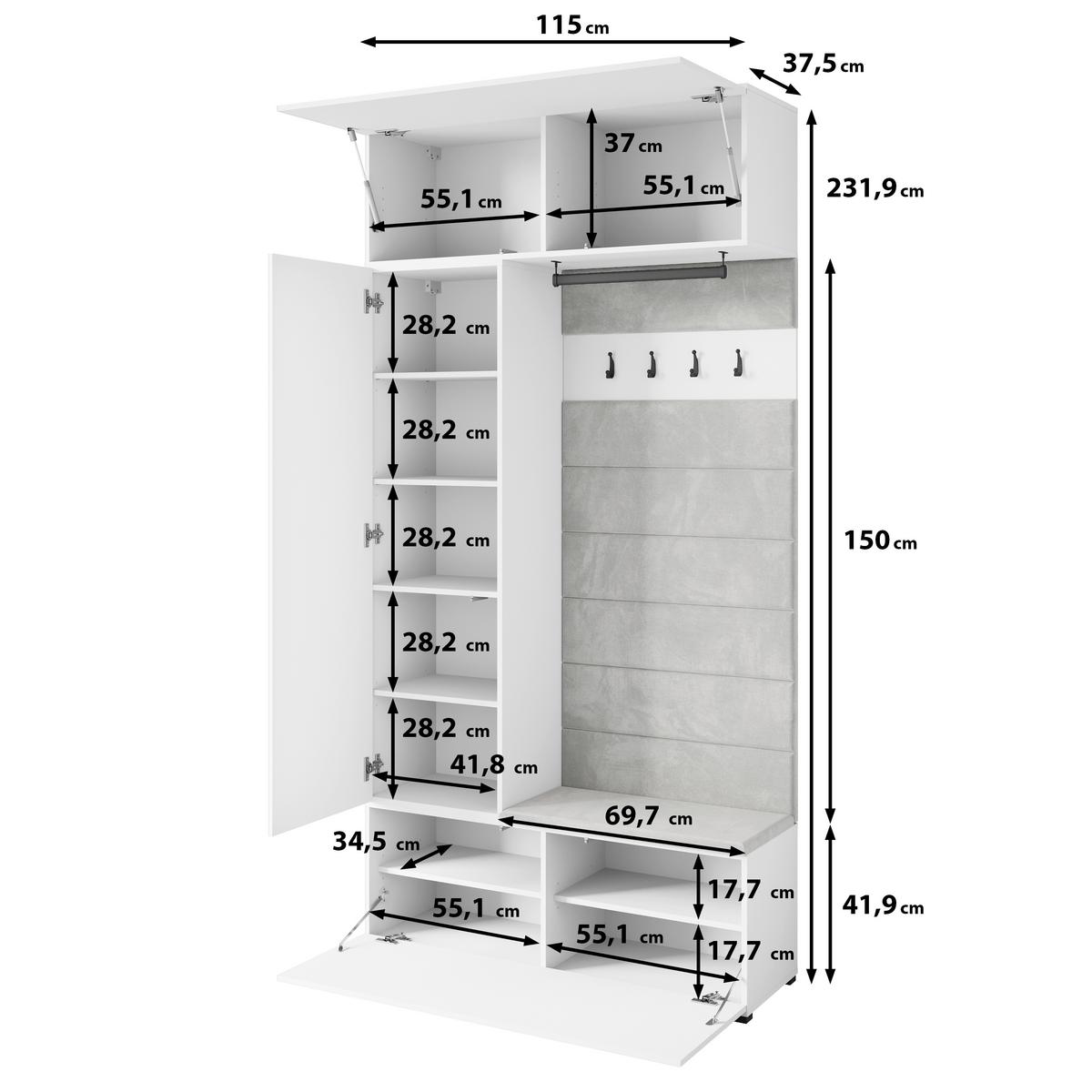 ŠATNA GARDEROBE TEJO - kašmírová/béžová, Design, kompozitní dřevo (115/231,9/37,5cm) - Livetastic