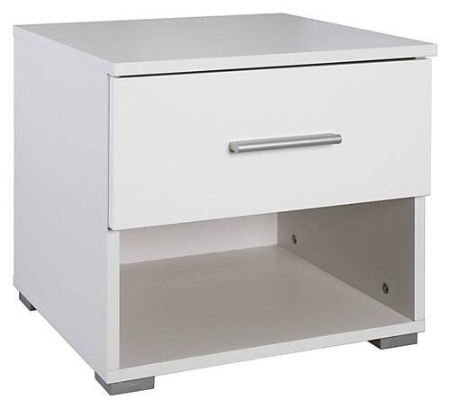 Nachtkästchen Weiß H: 43cm Halle - Weiß Hochglanz/Alufarben, KONVENTIONELL, Holzwerkstoff (47/43/44cm) - Rauch Möbel