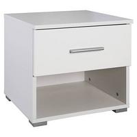 Nachtkästchen Weiß H: 43cm Halle - Weiß Hochglanz/Alufarben, KONVENTIONELL, Holzwerkstoff (47/43/44cm) - Rauch Möbel
