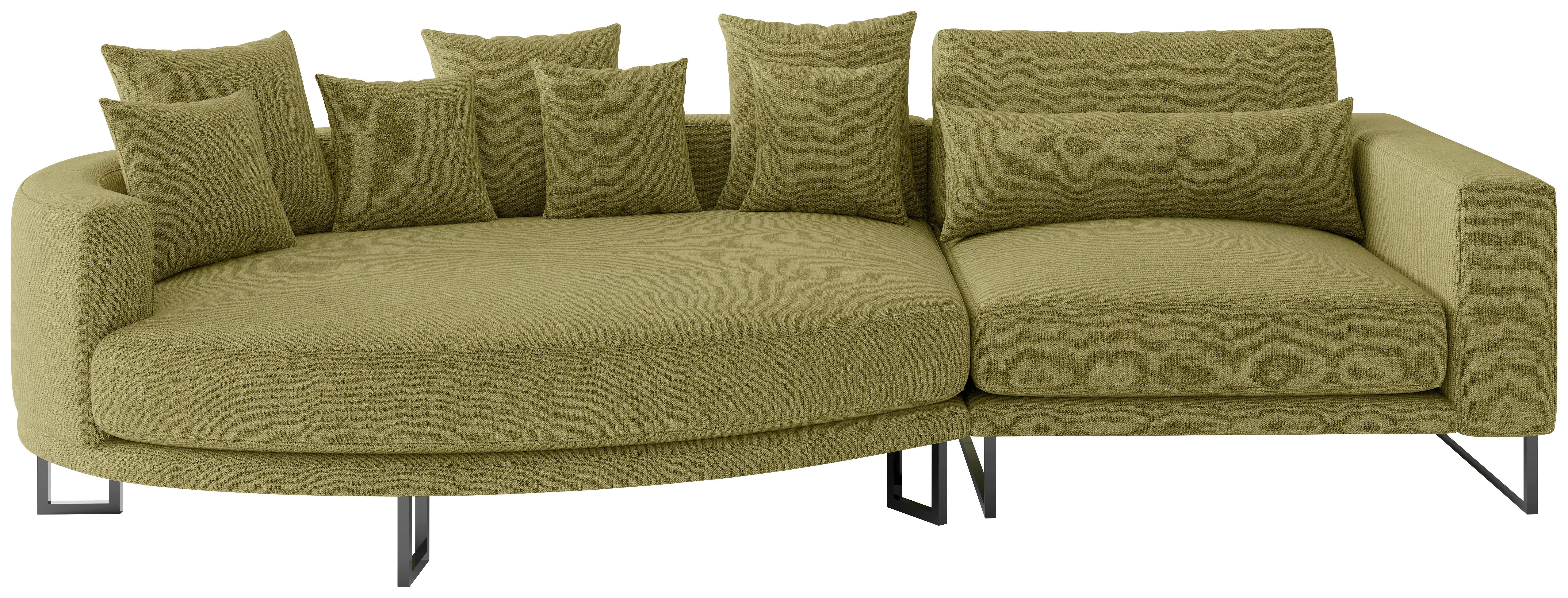 Bigsofa Natalia Olivgrün S: 150x283 Cm - Schwarz/Olivgrün, Design, Textil (150/283cm) - Livetastic