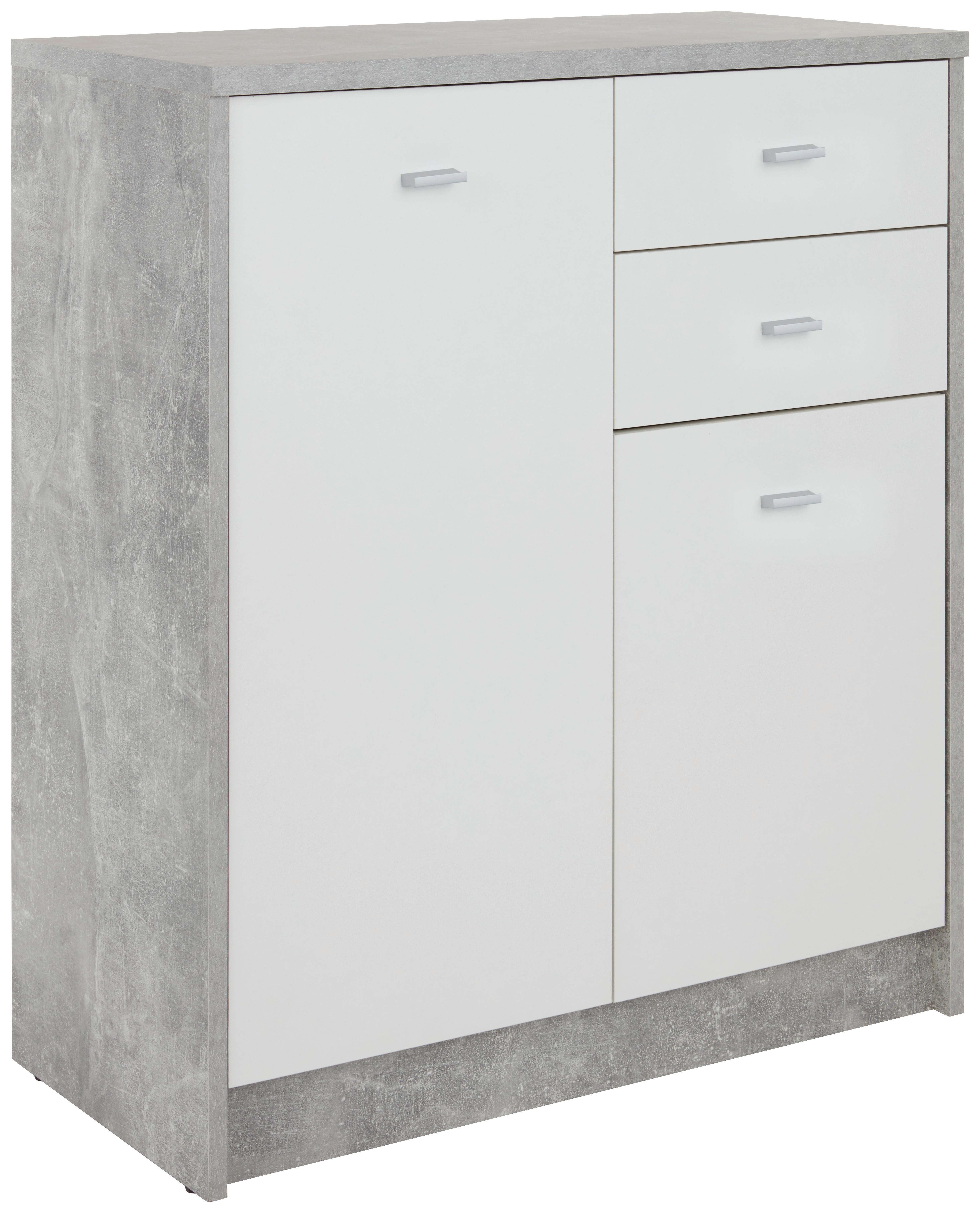 Kommode B 74cm 4-You New, Beton Optik/Weiß - Schwarz/Weiß, MODERN, Holzwerkstoff (74/85,4/34,6cm)