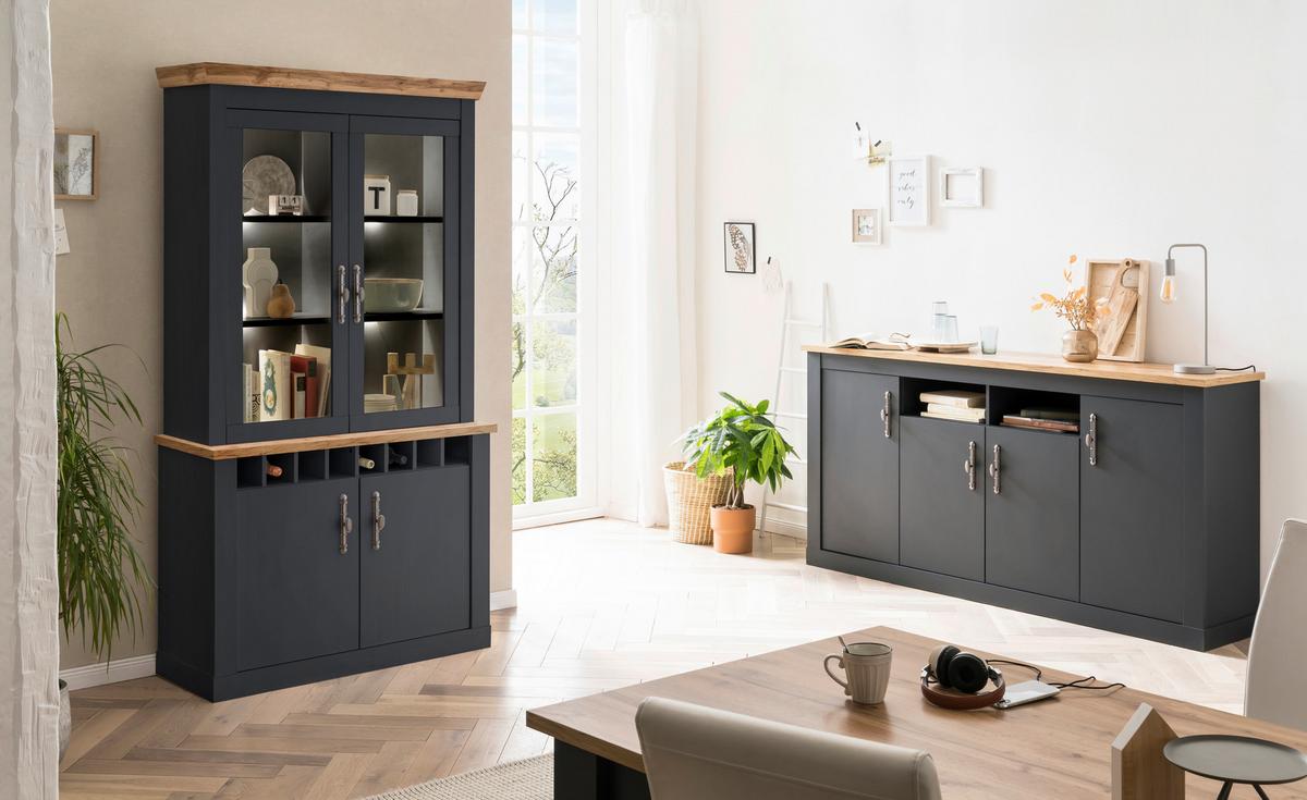 Sideboard Catania Anthrazit/Eiche Dekor B: 200cm - Anthrazit/Eiche Wotan, Design, Holzwerkstoff (200/104/45cm) - MID.YOU