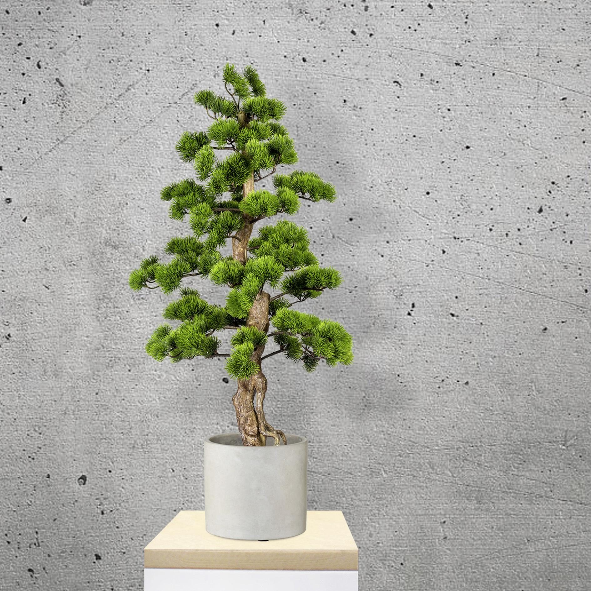 Kunstblumen Bonsai aus Kunststoff in Grün im Topf Milieu